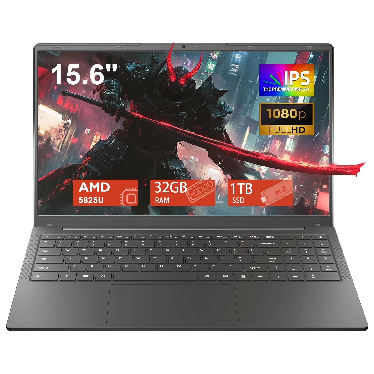 CYCLUS 15,6 Pollici PC Portatile da Gaming Laptop R7 5825U Processore (da 2,0 a 4,5 GHz 8C/16T), Vega 8 Graphics, 32 GB RAM 1 TB SSD, Tastiera Retroilluminata/Webcam/Type-C