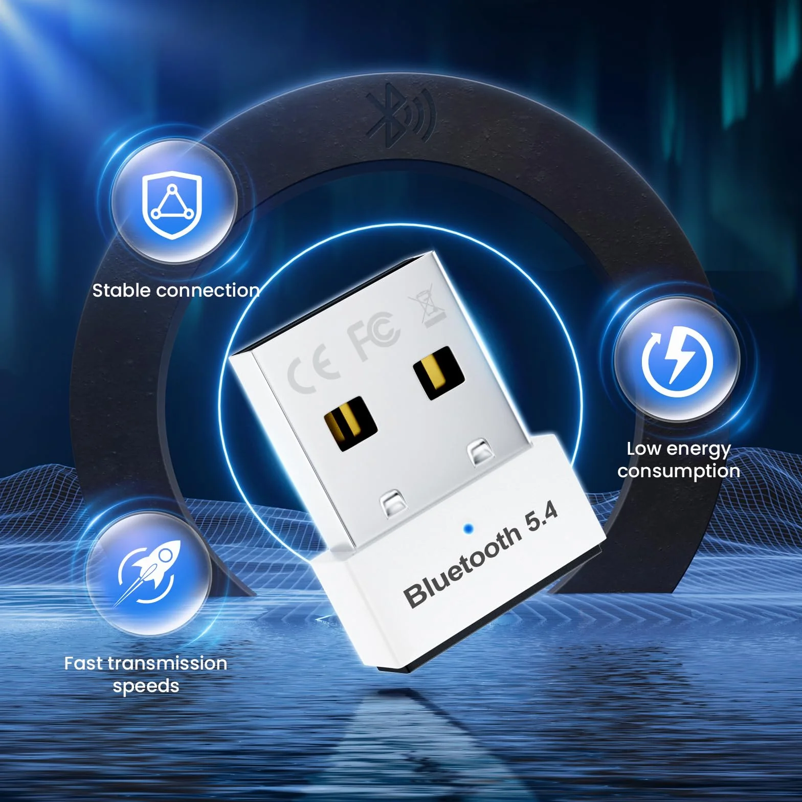 Adattatore Bluetooth USB 5.4, Collega e Usa Chiavetta Bluetooth per PC Laptop EDR Compatibile con Windows 11/10/8.1/7
