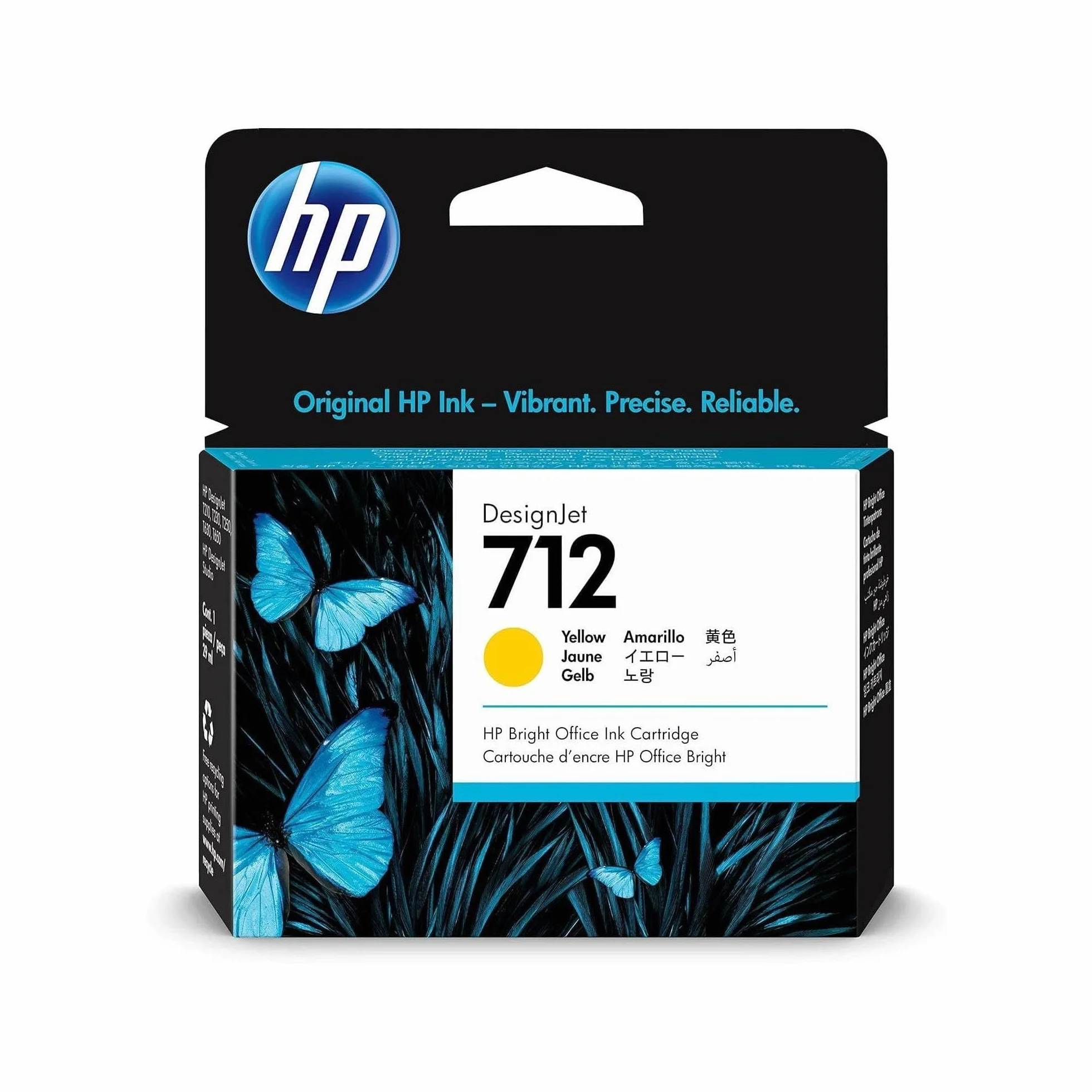 HP 712 3ED69A, Cartuccia Originale, Compatibile con Stampanti DesignJet T650, T630, T250, T230, Serie Studio 713 Testina di Stampa DesignJet, Giallo