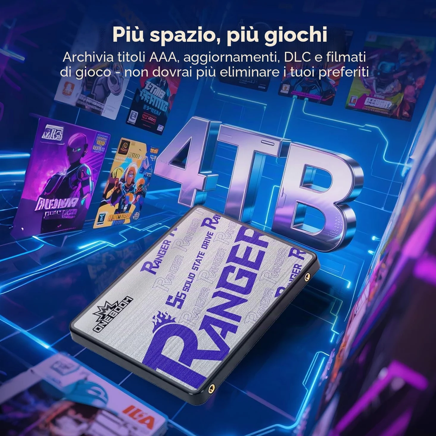 KingSpec OneBoom SSD 512GB SATA III 2,5 pollici Interno - Velocità lettura 550MB/s, 3D TLC NAND, per PC/PS4/Laptop (Codice: S5-512GB)