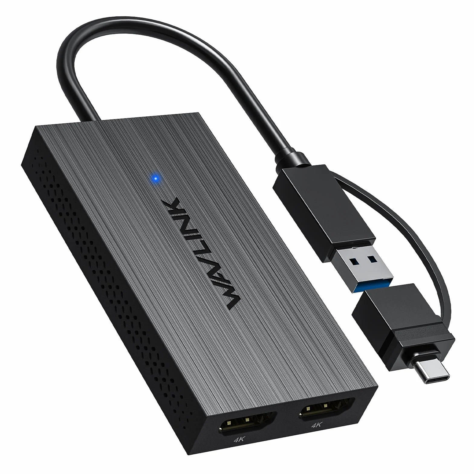 WAVLINK Adattatore da USB 3.1/USB C a Doppio HDMI, DisplayLink Dual 4K@60Hz Monitor Hub, Compatibile MacBook M1/M2/M3/M4, New MacBook Neo, Windows