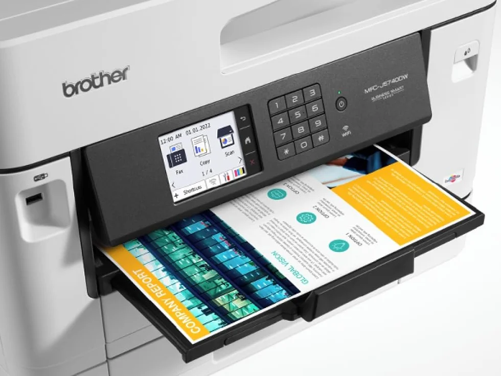 Brother MFCJ5740DW | Multifunzione Inkjet a colori con stampa A4/A3 | Due cassetti da 250 fogli cad e ADF da 50 | Touchscreen 8.8 Cm | USB, LAN, WiFi | Colore Bianco | Cartucce incluse da 550 pag