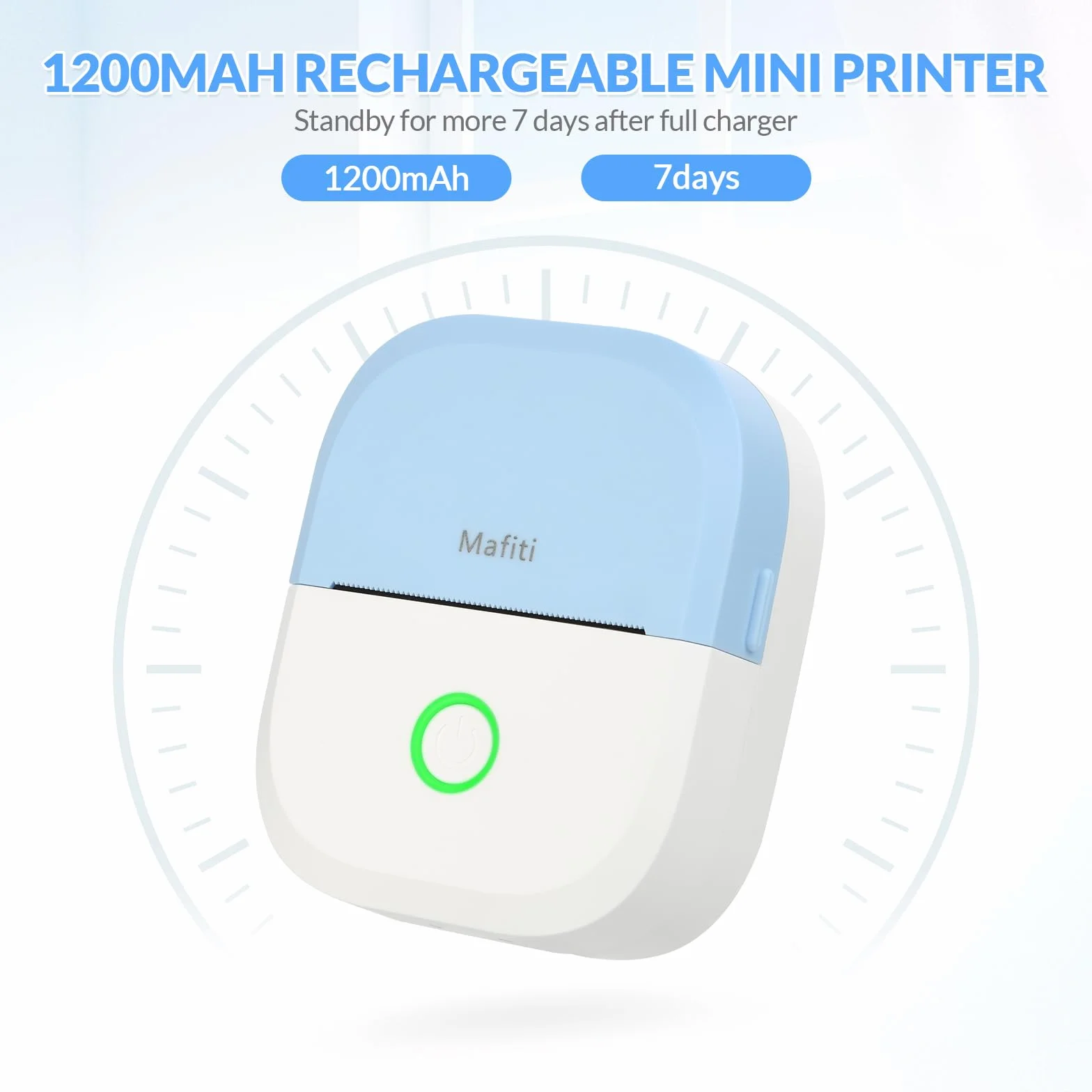 mafiti Mini stampante adesiva portatile termica senza inchiostro wireless Bluetooth stampante per telefono con disegno AI, per appunti di studio foto foto album diario etichetta adesiva
