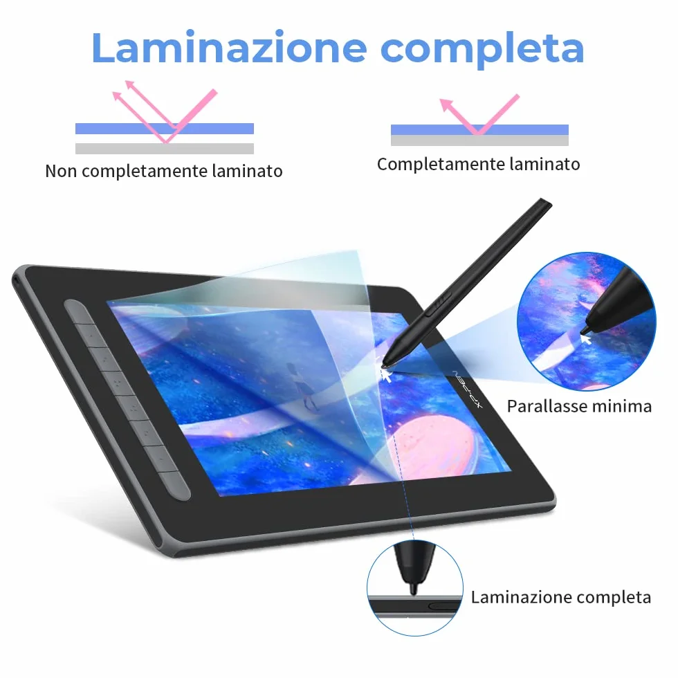 XP-PEN Artist 12 (2a generazione) Tavoletta grafica con schermo completamente laminato da 11,6 pollici, stilo X3 Elite, supporta Windows, Mac OS, Android, Chrome OS e Linux (Nero)