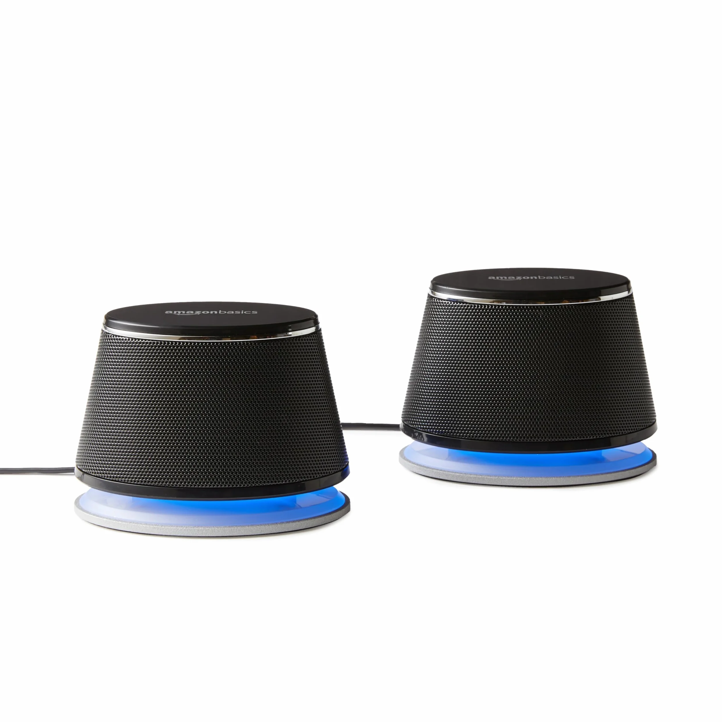 Amazon Basics Altoparlanti stereo 2.0 per PC fisso o portatile, ingresso AUX da 3,5 mm, alimentazione USB, 1 paio, nero