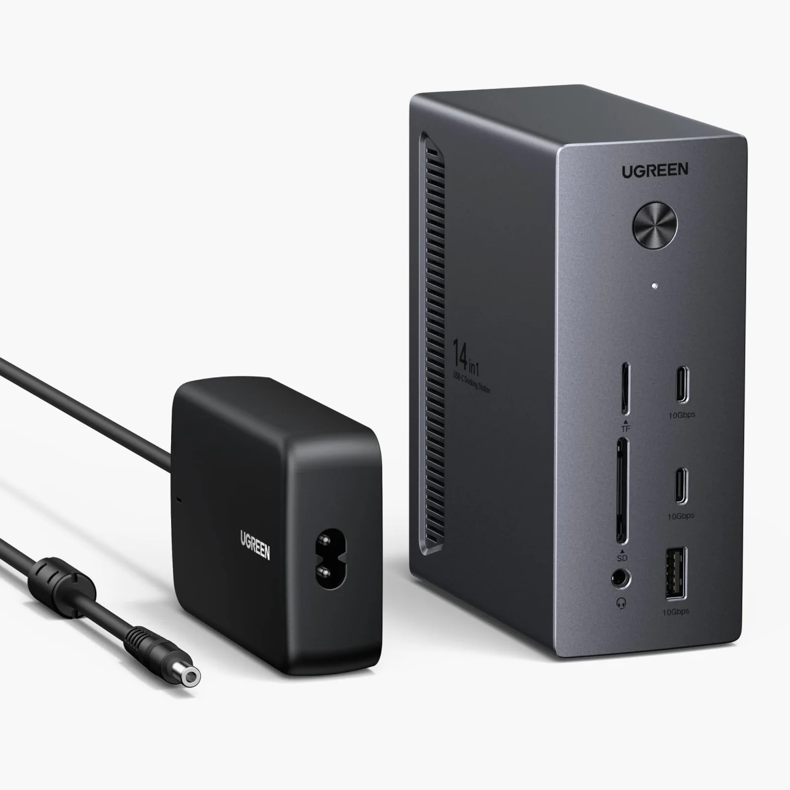 UGREEN Revodok Pro Hub USB C 14 in 1 Docking Station Triplo Display | 2 DisplayPort 4K120Hz, 1 HDMI 4K60Hz, Triplo Schermo, Multi USB 10Gbps, 3A2C, RJ45 Gigabit, PD 100W, SD TF, Audio 3,5mm