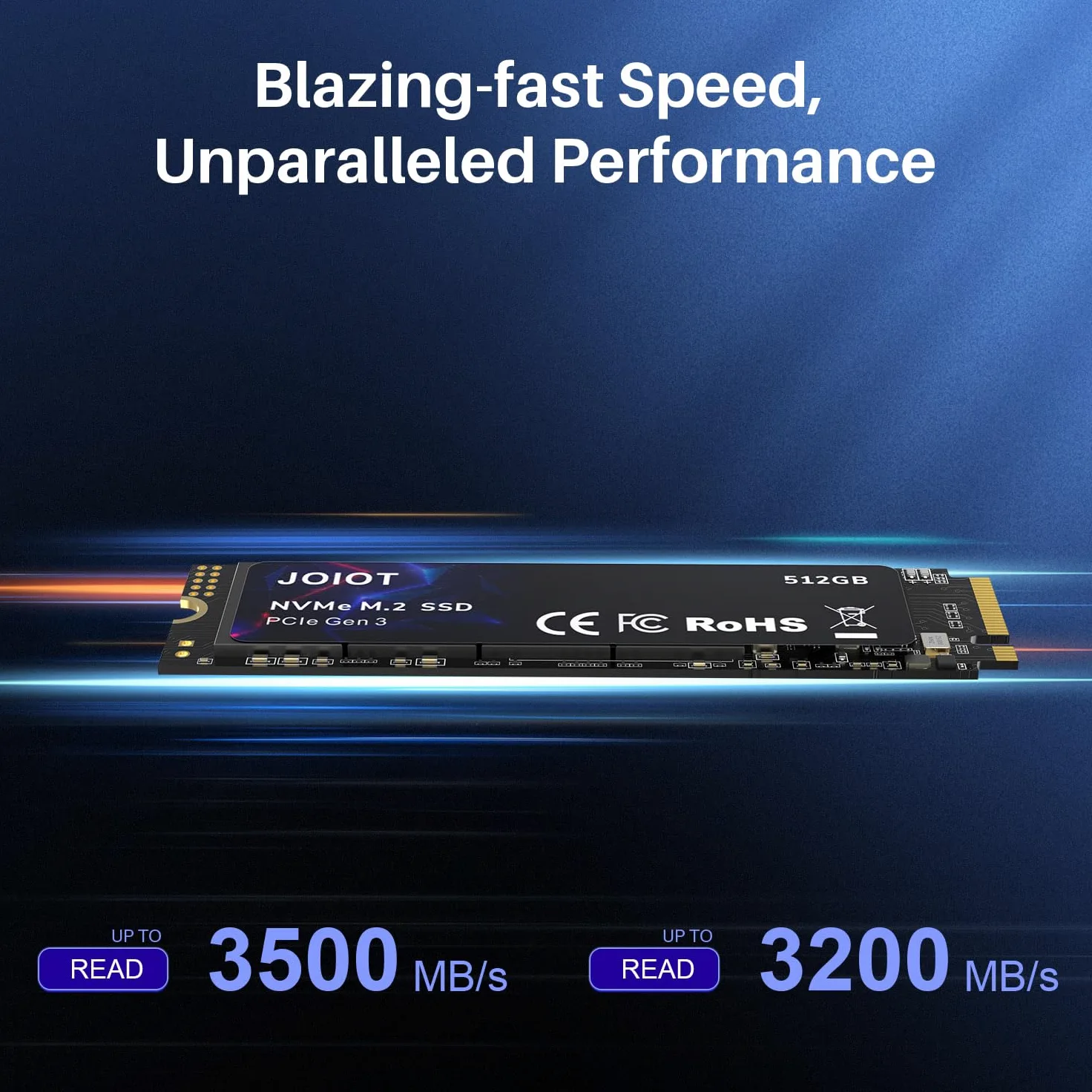 JOIOT SSD PCle da 1 TB 3.0x4, NVMe M.2 2280, unità a stato solido interna, archiviazione per PC, laptop, giochi e altro ancora, tecnologia V-NAND, velocità massima, nero