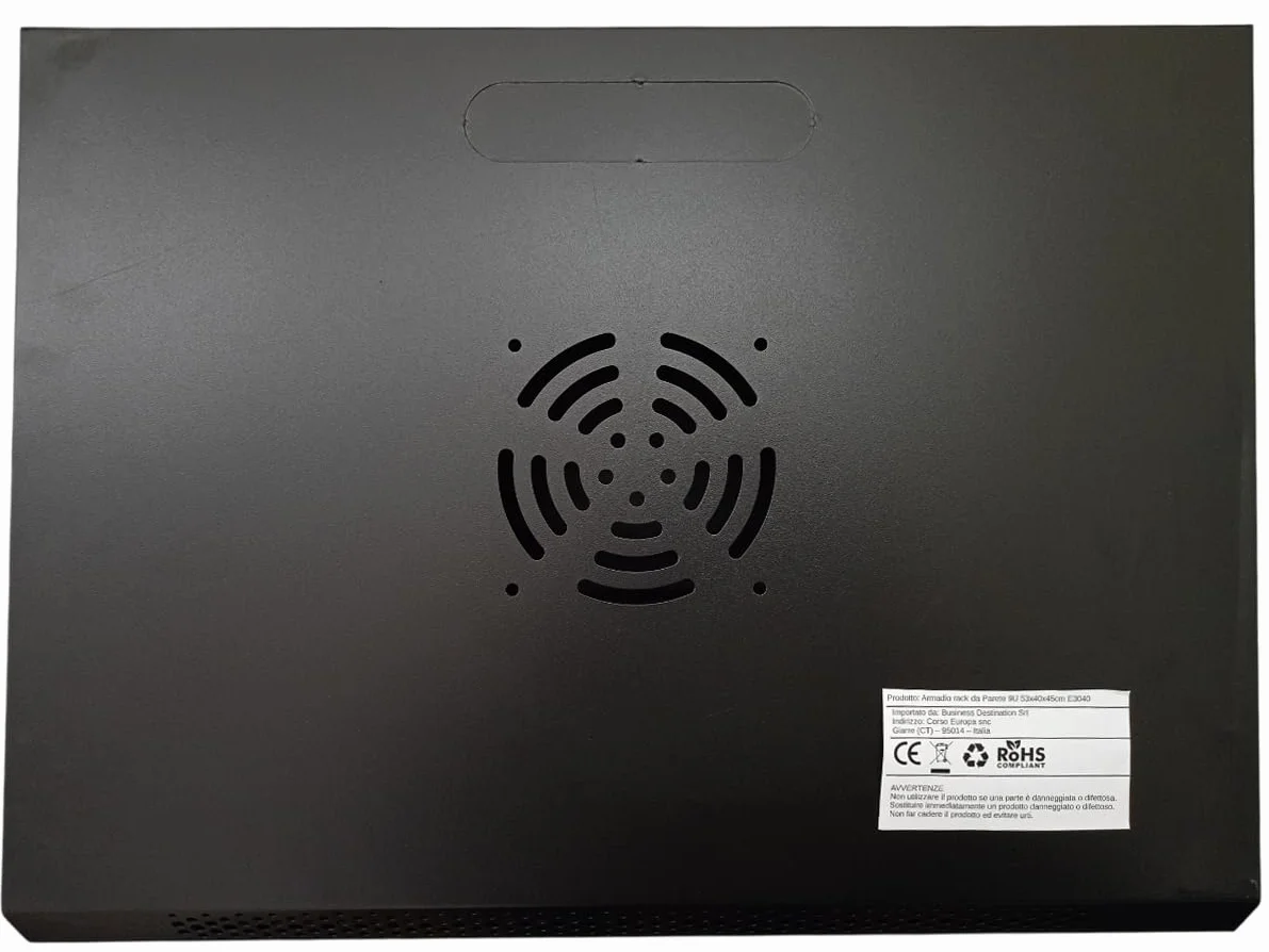 Armadio Rack da Parete 9U 19" Acciaio Nero 53x40x45 cm Porta Vetro Temperato Serratura