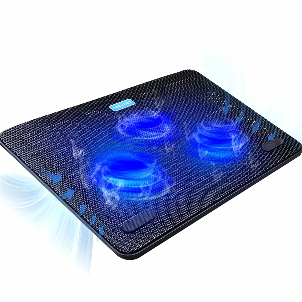 TECKNET Ventola di raffreddamento per computer portatile 3 ventole LED 2 porte USB 12"-17"
