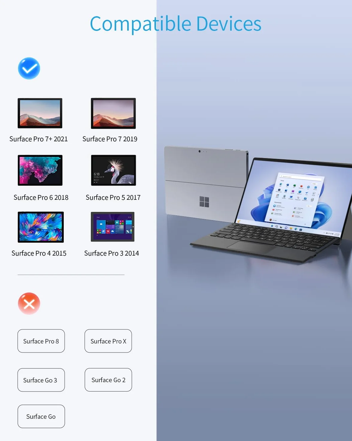 TiMOVO Tastiera Italiana per Microsoft Surface PRO 7 Plus/PRO 7/PRO 6/PRO 5/PRO 4/PRO 3, QWERTY Tastiera Bluetooth con Retroilluminazione a 7 Colori, Luminosità Regolabile, Grigio