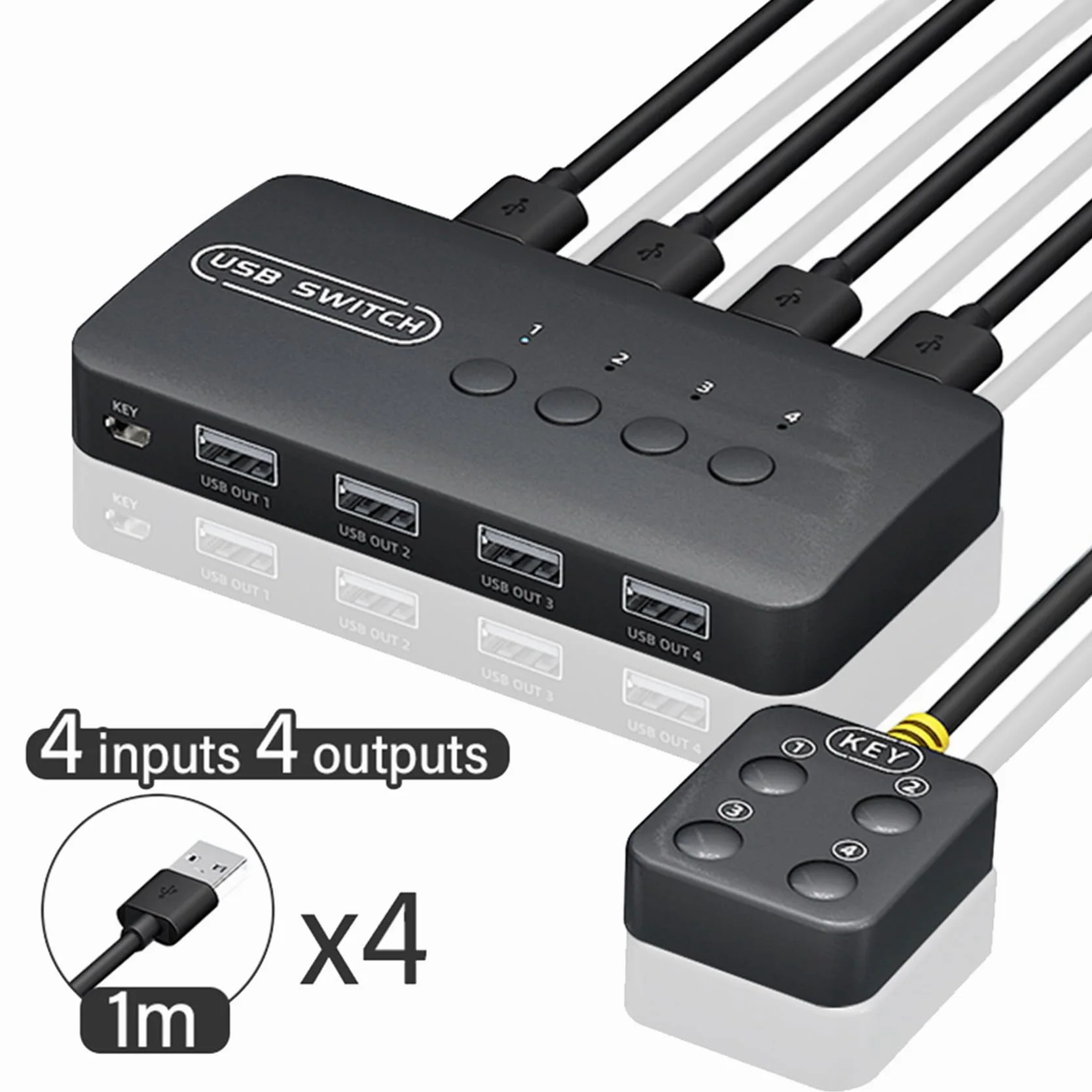 5X Switch USB Adattatore Controller Condiviso 4 Ingressi 4 Uscite per Computer Portatile Stampante Tastiera Mouse Monitor