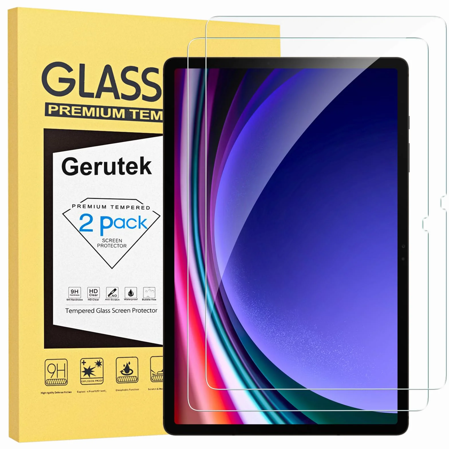 Gerutek Pellicola Protettiva per Samsung Galaxy Tab S11/S10 Lite/S10 FE/S9 FE/S9/S8/S7, Vetro Temperato 9H AntiGraffio
