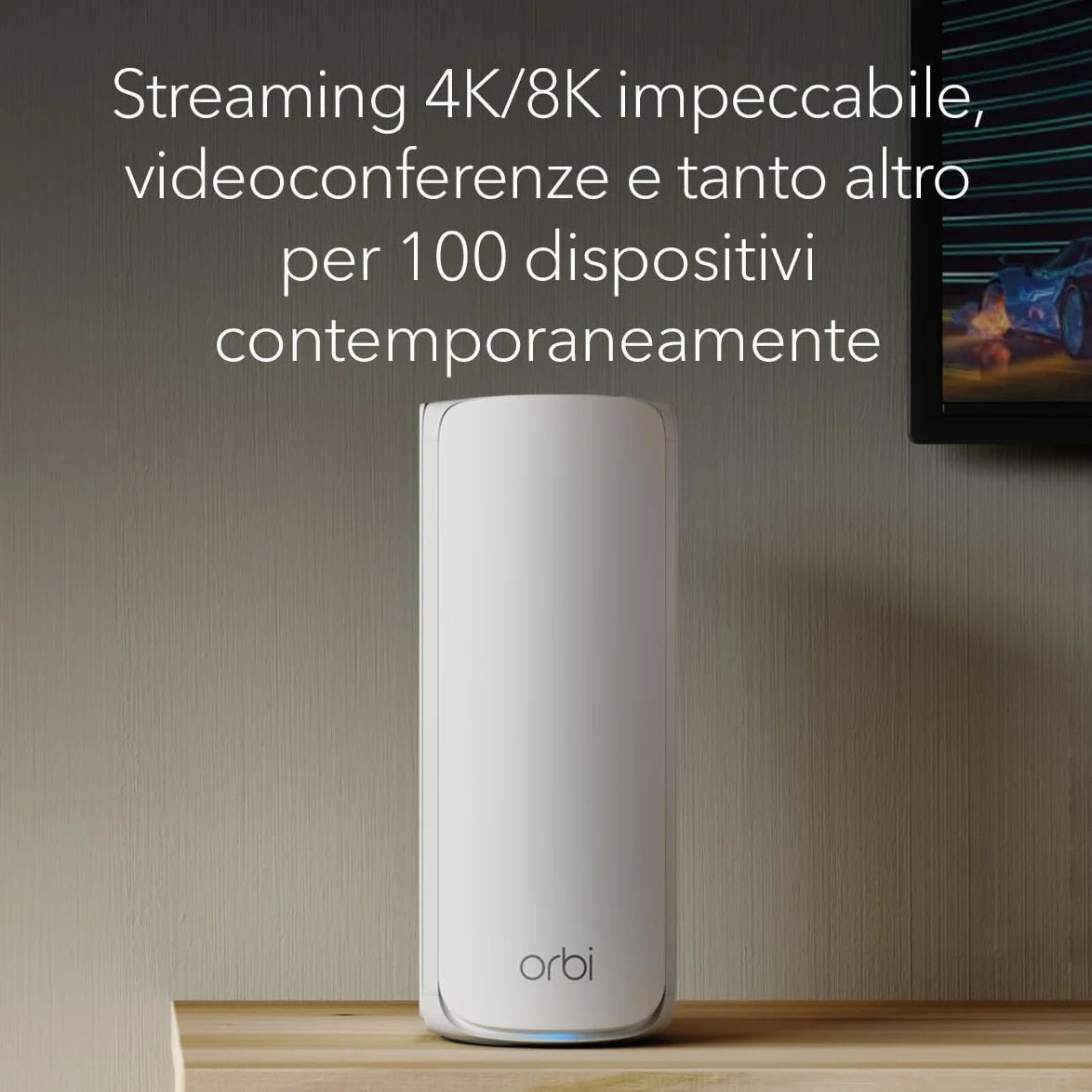 NETGEAR Orbi Serie 770 | WiFi 7 Mesh System | RBE773 | Router wireless + 1 satellite | Fino a 11 Gbps | Copre 540 m² | Supporta 100 dispositivi | Porta Internet 2,5 GB | Tri-Band BE11000| Kit da 3