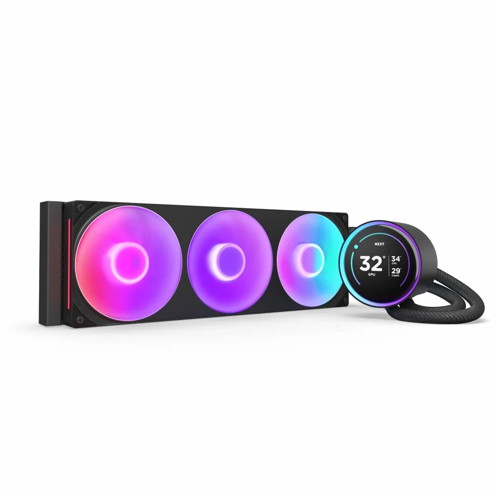 NZXT Kraken Elite 360 RGB - Raffreddamento a liquido CPU AIO 360 mm - Ventola F360 RGB Core - Display IPS LCD da 2,72" personalizzabile - Intel® LGA 1700/1200/115X/1851 - AMD® AM5/AM4 - Nero