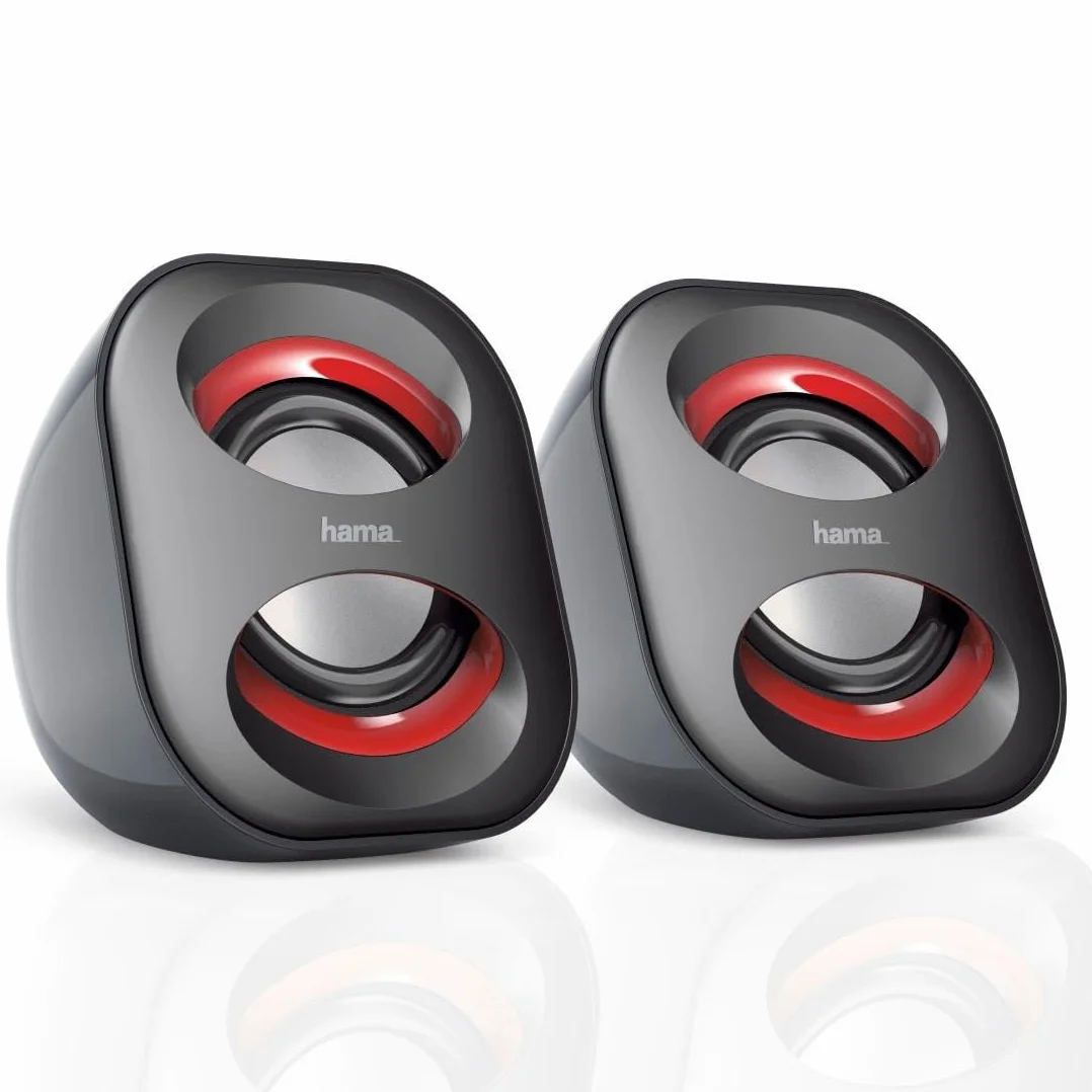 Hama Casse Sonic Mobil 183 per Notebook, RMS 2x1.6W, Connessione USB, Nero/Rosso