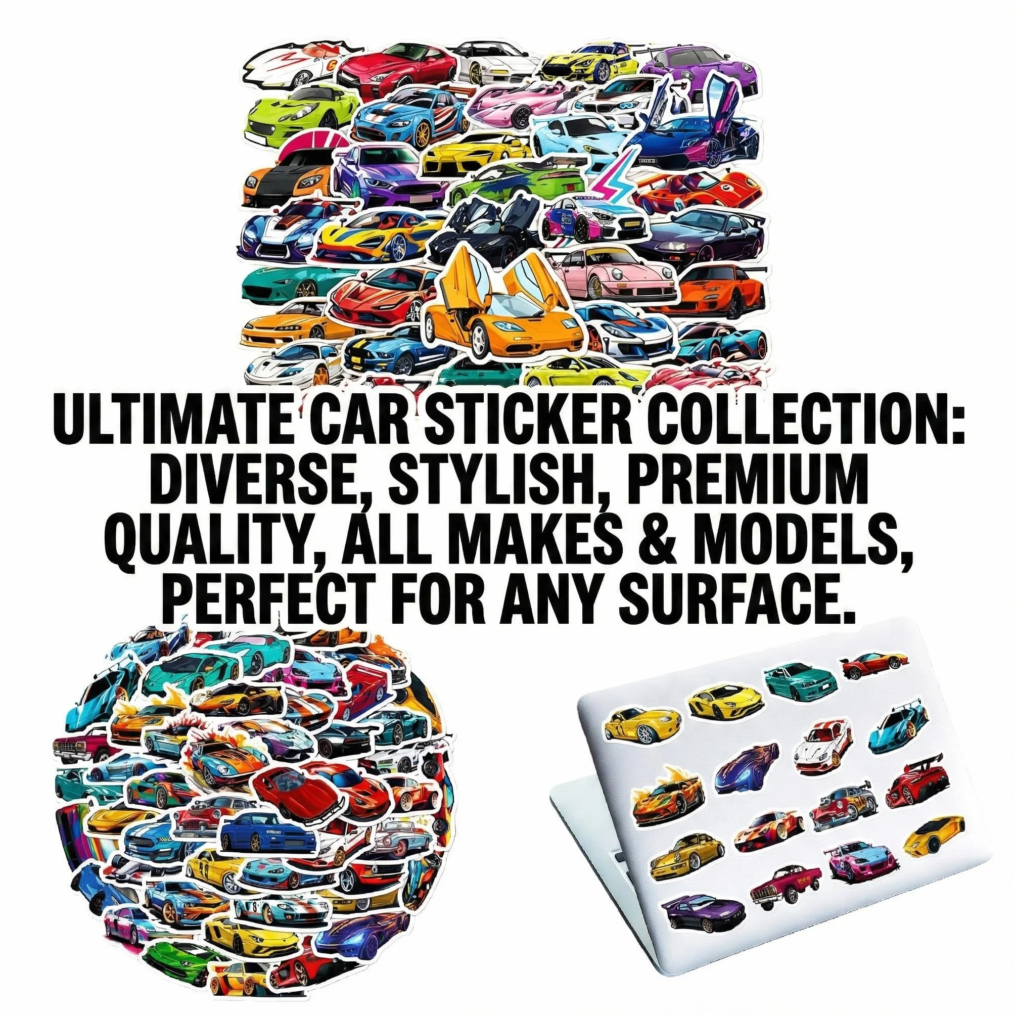 100 Adesivi da Corsa per Auto e Oggetti – Adesivi Decorativi da Cartone Animato per Bambini, Impermeabili, Autoadesivi per Chitarra, Skateboard, Album e Fai-da-Te.