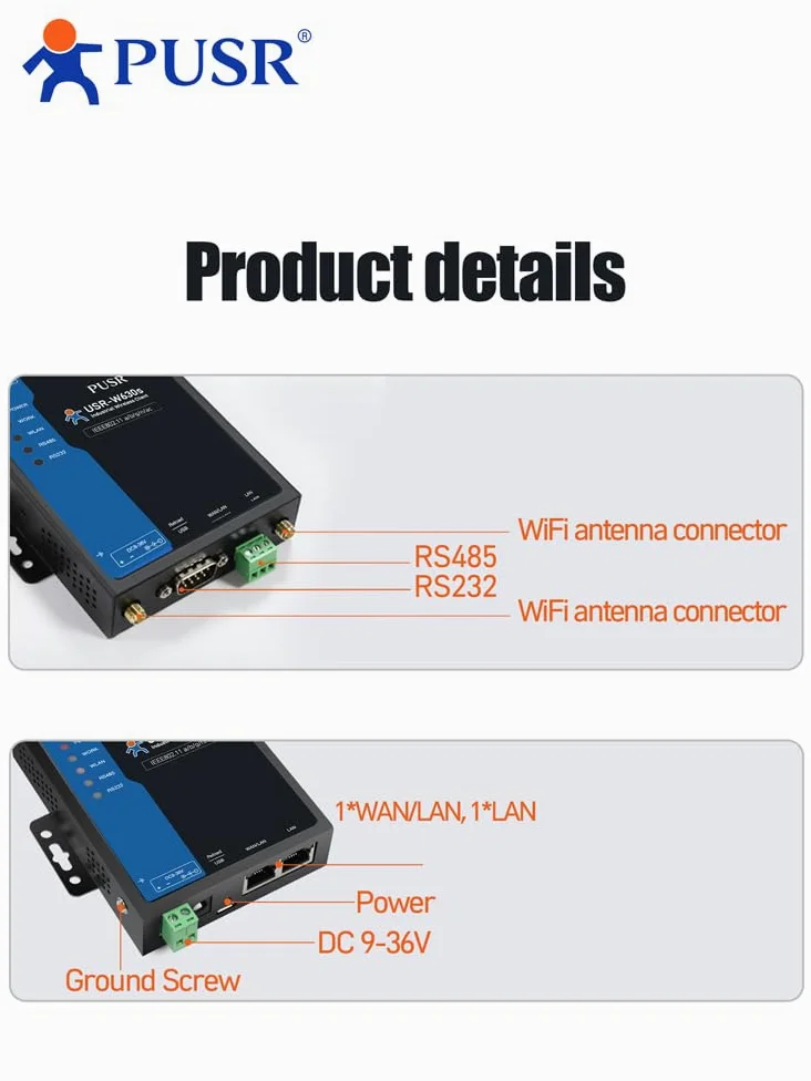 Grado industriale Dual Band WIFi5 client wireless Modbus Gateway MQTT 2 porte Ethernet seriale RS232 RS485 al convertitore WiFi USR-W630s