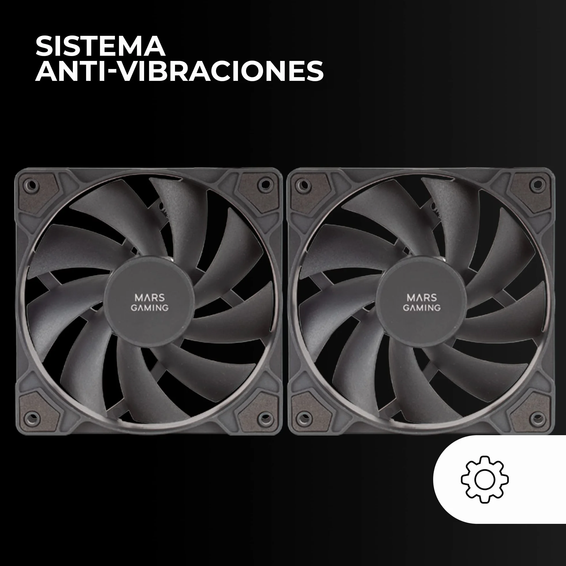 Mars Gaming MF-PROX2 Nero, Kit 2 Ventolas 120mm, Sistema Anti-vibrazioni, Ultra-silenzioso, Doppia Connessione 3PIN + 4PIN