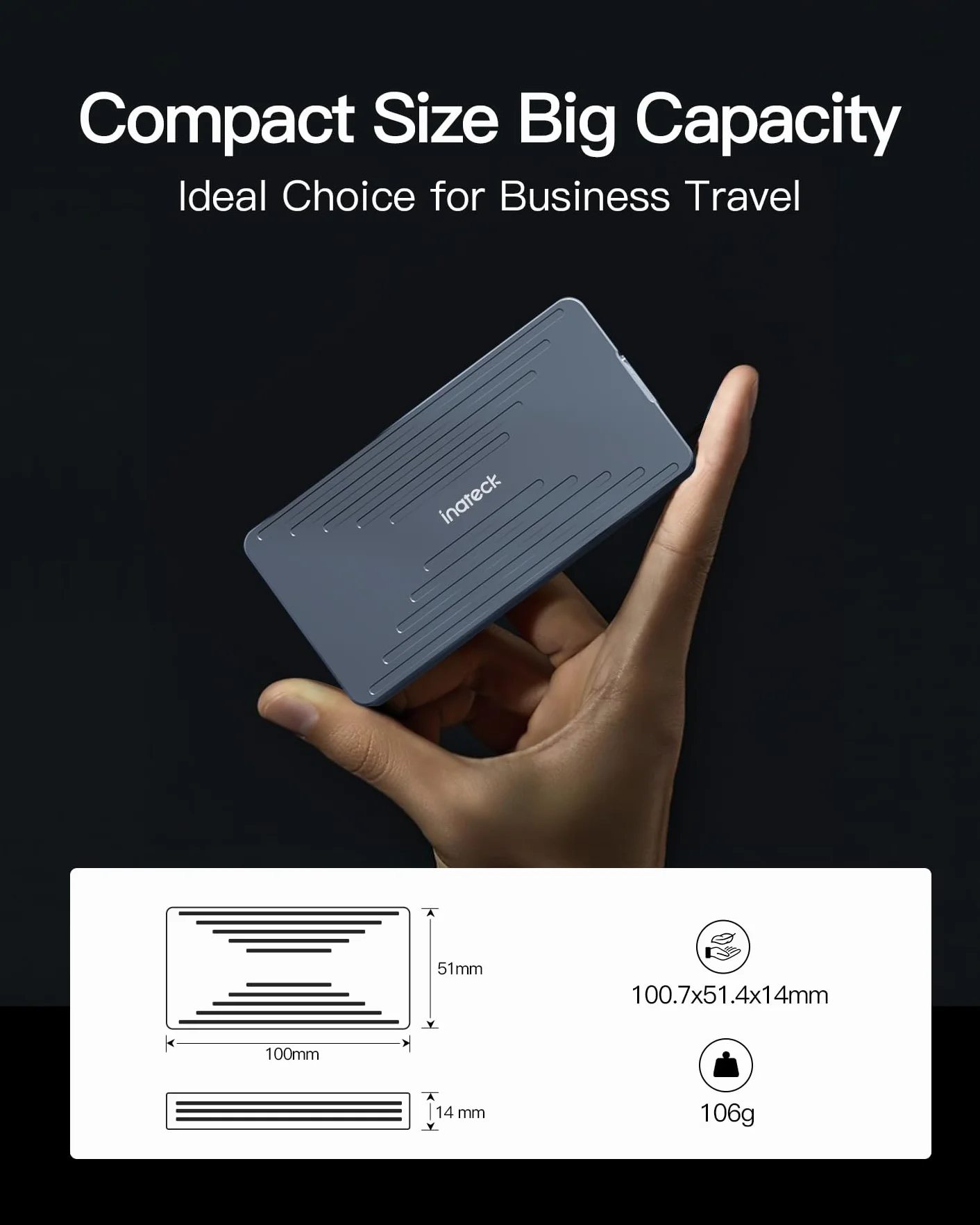 Inateck Alloggiamento SSD NVMe 40Gbps M.2, alloggiamento Disco Rigido in Alluminio, USB4.0/Thunderbolt 4, Installazione Senza Attrezzi, Supporto 2230/2242/2260/2280 SSD M-Key, FE2028