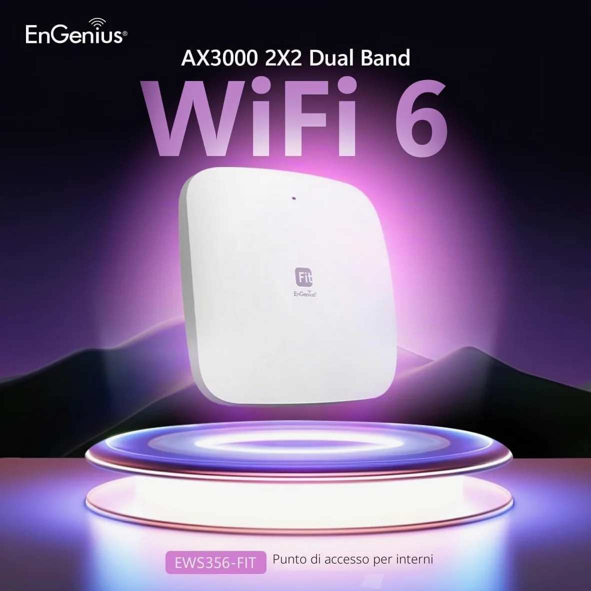 EnGenius Compatibile con Access Point Wi-Fi 6 Dual Band AX3000 | Opzioni di controllo Cloud & App e OnPrem | WPA3, MU-MIMO, Mesh e roaming senza interruzioni - EWS356-FIT