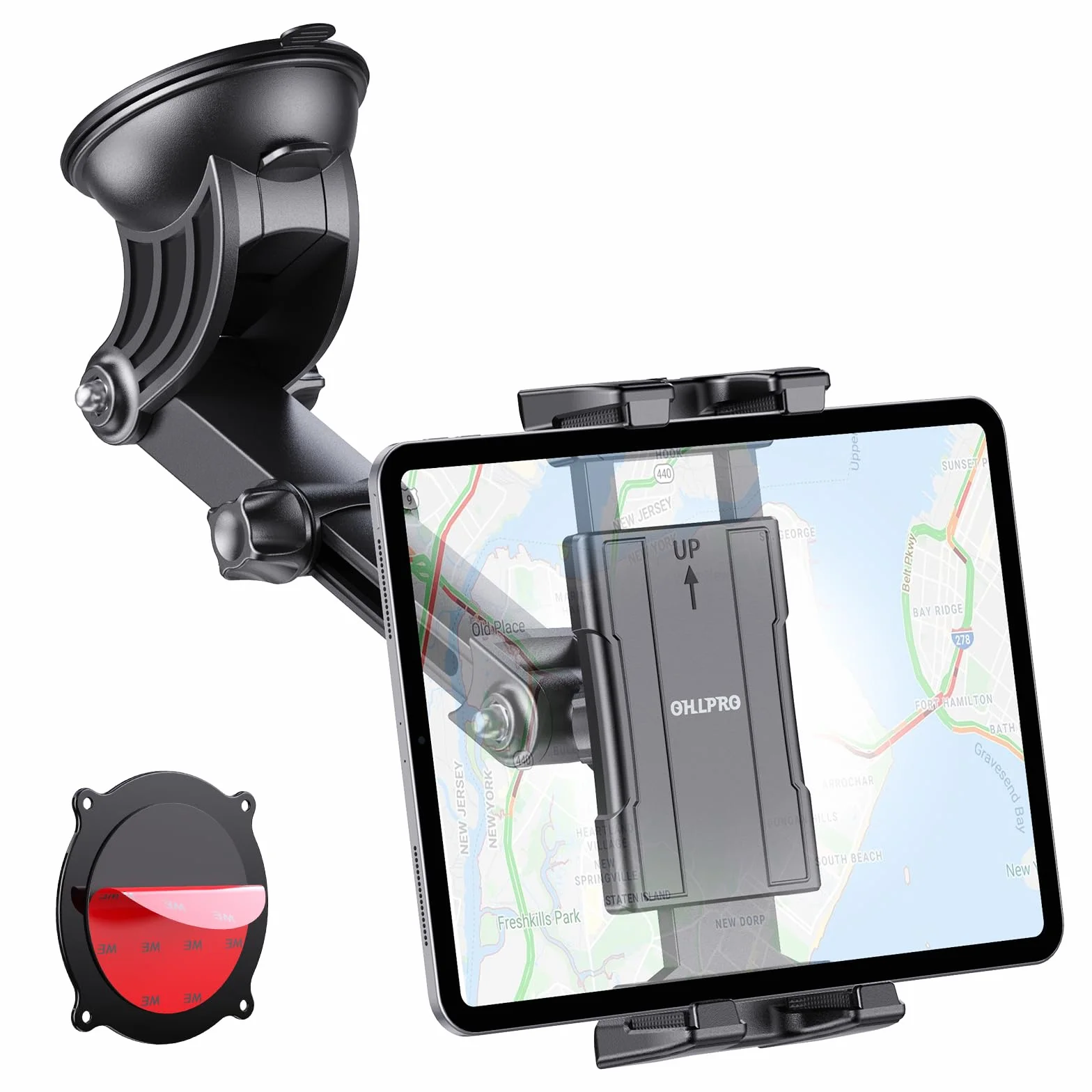 OHLPRO Tablet Holder Car Dashboard Windshield, 360° Adjustable Suction Cup Mount for iPad 5"-13" iPad Pro Air Mini Galaxy Tab S9 Fire HD 10 Switch Kindle