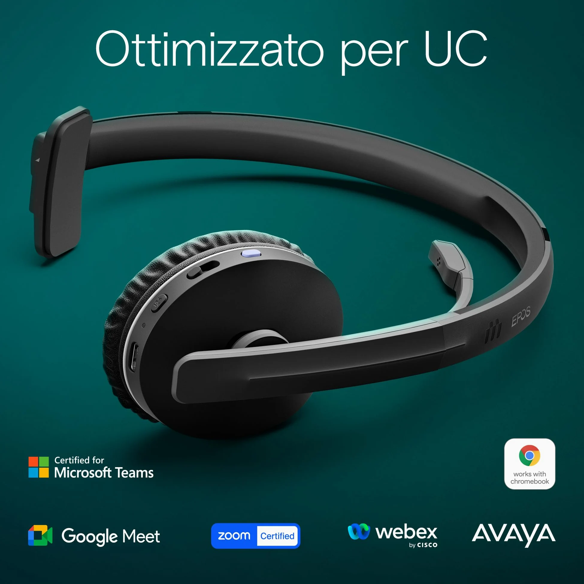 EPOS SENNHEISER ADAPT 231 - ADAPT 200 Series - auricolare - sull'orecchio - Bluetooth - wireless - USB-C tramite adattatore Bluetooth - nero - Certificato per Microsoft Teams, Ottimizzato per UC