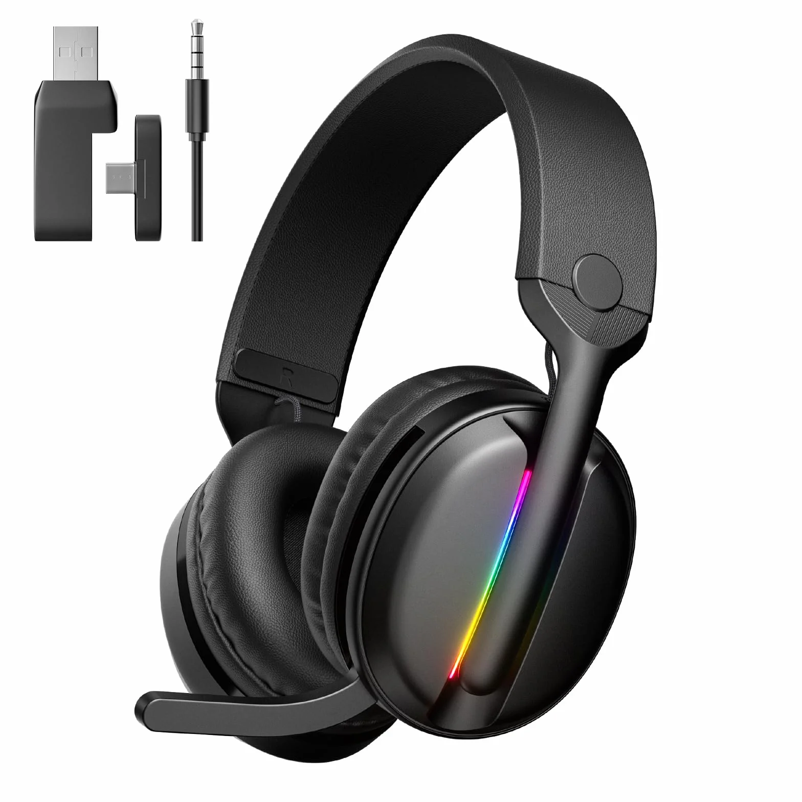 MANKIW Cuffie Gaming Wireless per PS5, PS4, PC, Mac, Cuffie da Gioco Bluetooth 5,4 & 2.4GHz USB/Type-C a Bassa Latenza con Microfono Antirumore, 40H di Autonomia