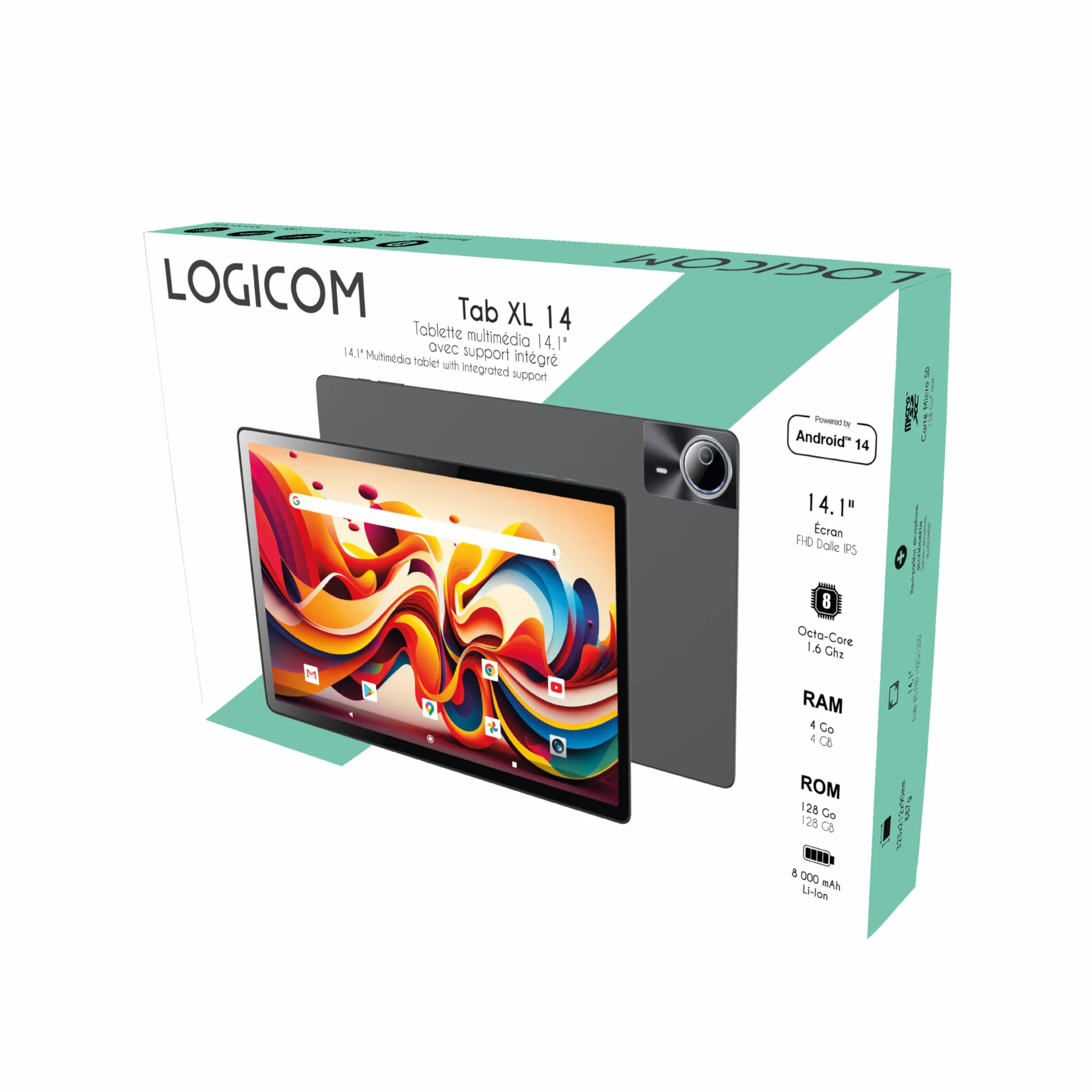 Logicom - Tab XXL 14 - Tablet 14" Android 15 - Octa-Core 1.6GHz - 128GB