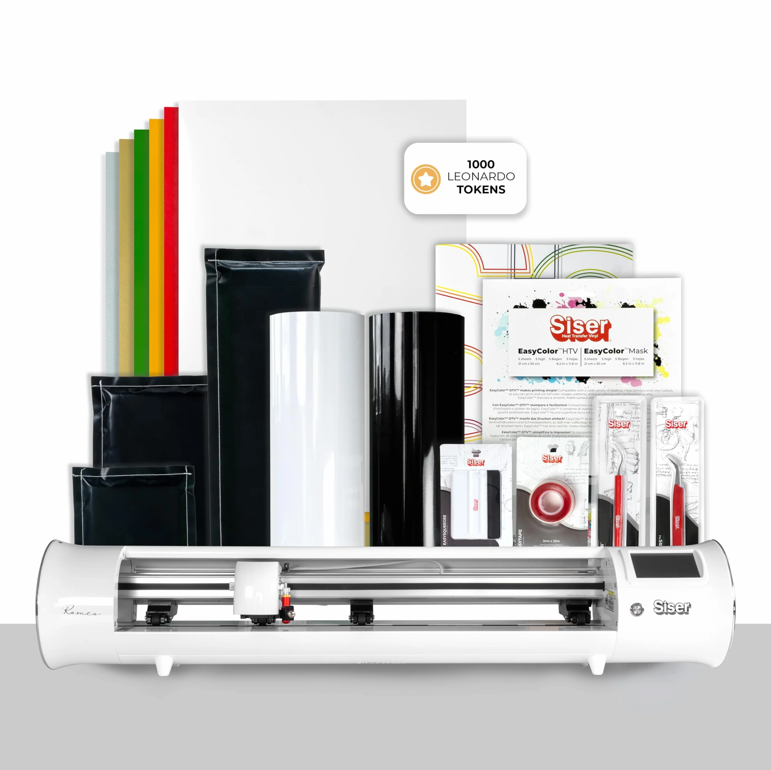 Siser Romeo® Pacchetto Starter - Include Plotter da Taglio ad Alta Definizione Romeo, Vinili Termoadesivi e Stampabili, Accessori e Abbonamento Leonardo™ Pro