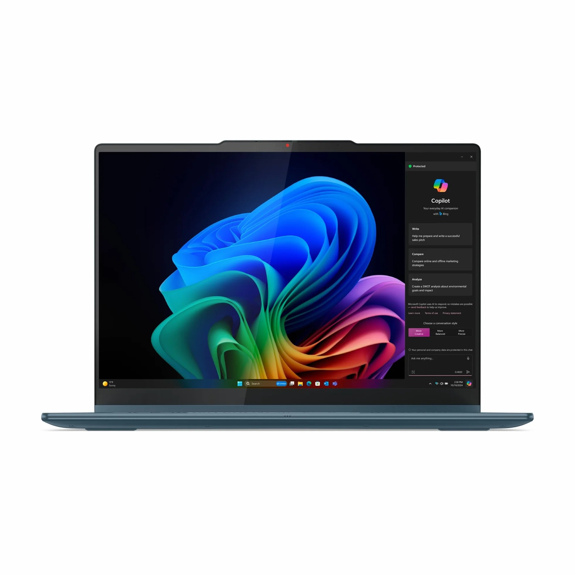 Lenovo Laptop Yoga 7 2 in 1 | Copilot+ PC | Display OLED WUXGA da 14" | AMD Ryzen AI 5 | grafica AMD Radeon | RAM da 16 GB | SSD da 512 GB | Win11 | QWERTZ | Tidal Teal | incl. penna | 3 mesi Premium
