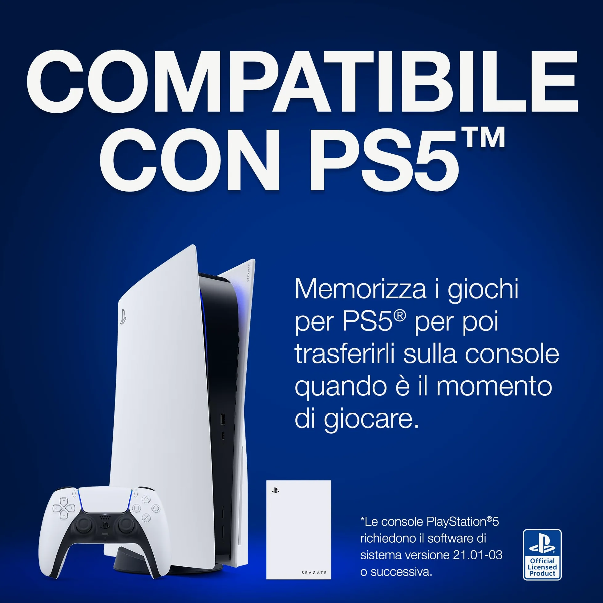 Seagate Game Drive PS4/PS5 2TB Hard Drive External Hard Drive 2.5" USB 3.0 Bianco Codice Modello STLV2000201