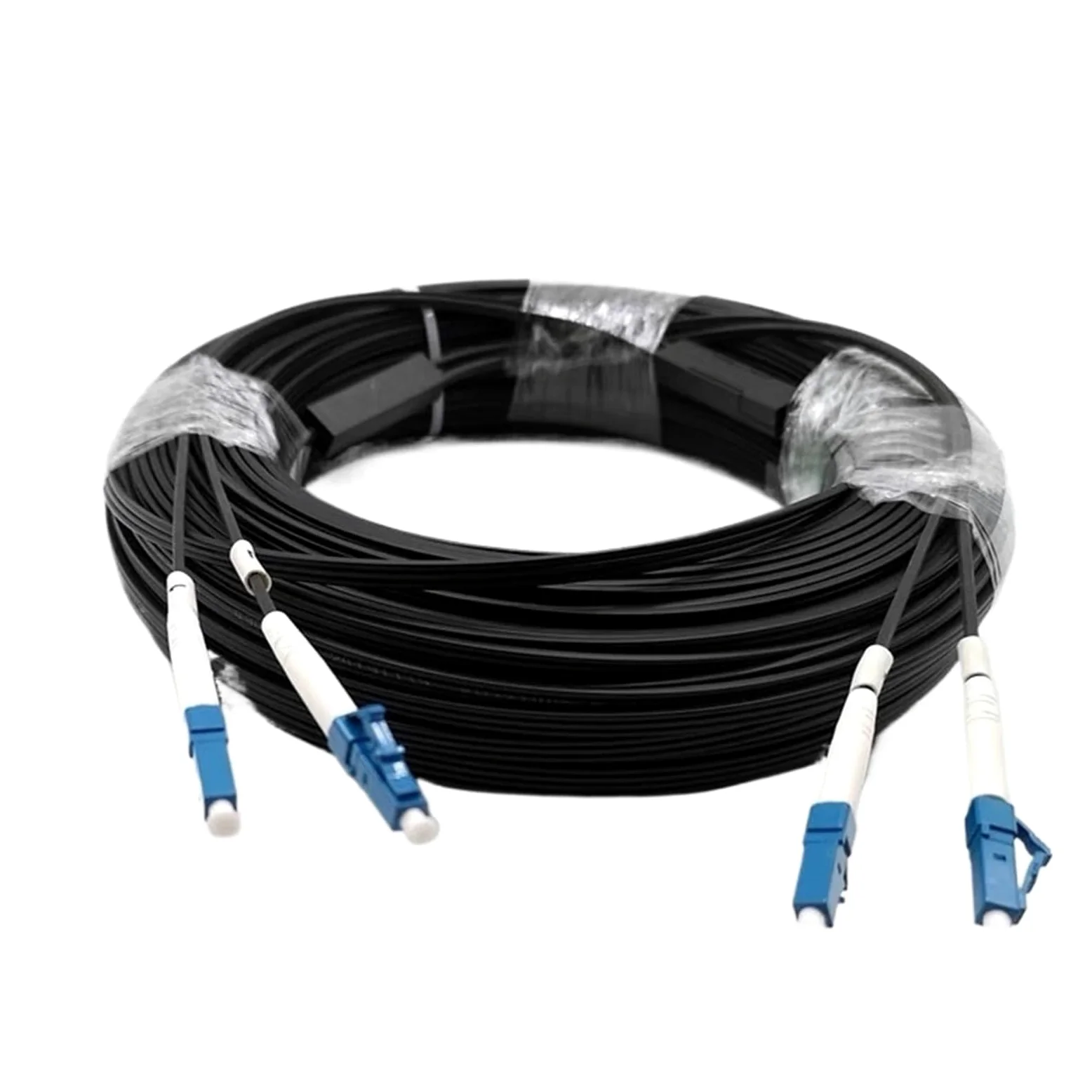 Cavo in fibra ottica FTTH Drop G652D monomodale LC-LC da 10 m a 500 m, 2 core e 2 acciai, for interni, cavo jumper da 100 m a 150 m(100m black)