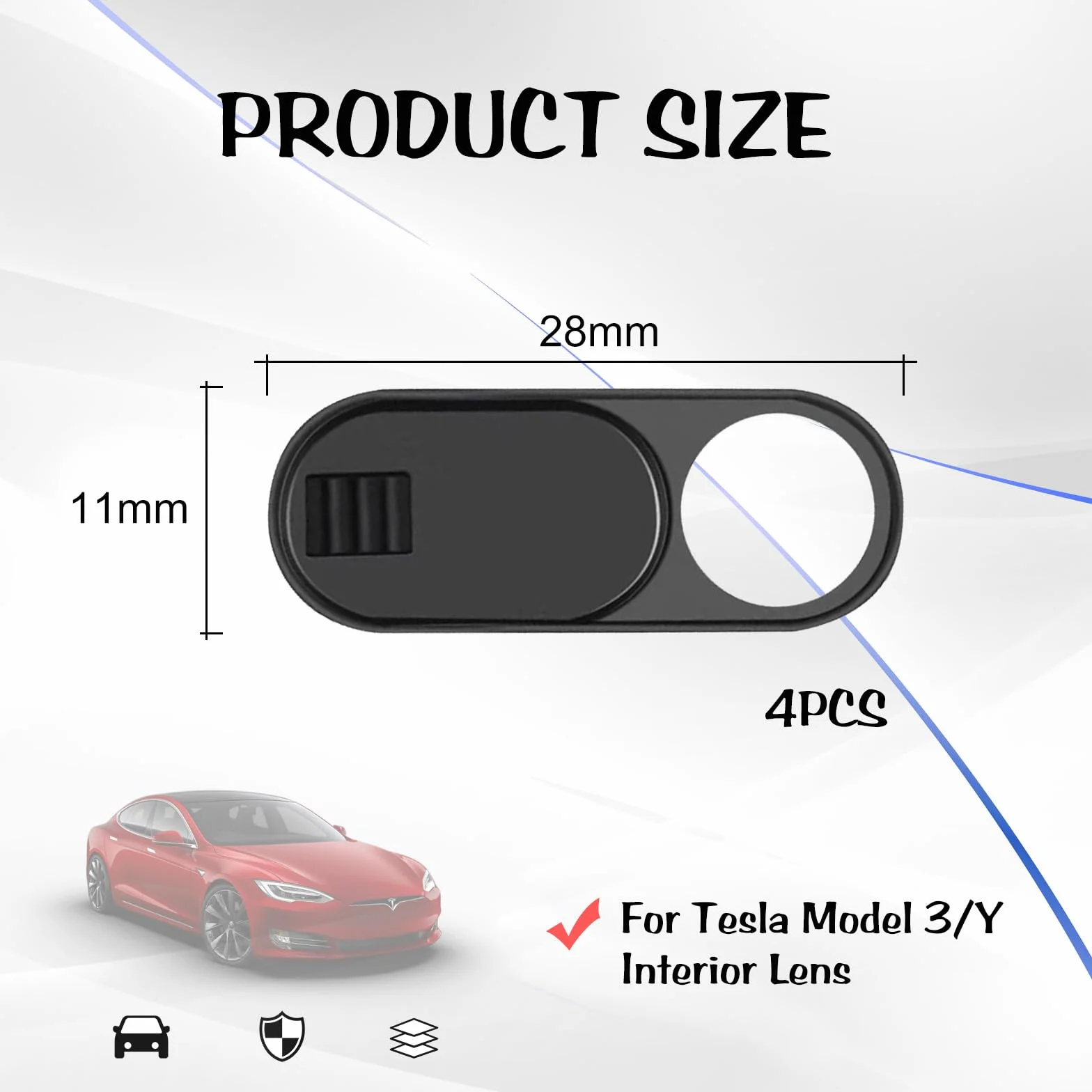 4pcs Webcam Cover cursore Cover Cover per Computer Portatile Cover applicabile al Notebook e Telefono Cellulare Cover per Tesla Model 3/Y (Nero)