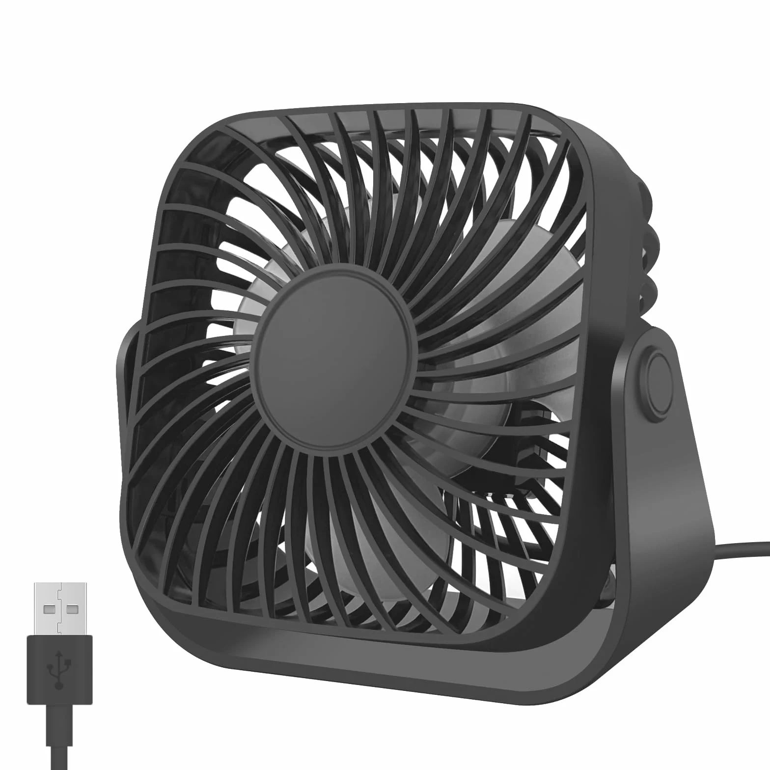 Jsdoin Ventilatore USB da scrivania, piccolo ventilatore da scrivania, mini ventilatore personale,3 velocità, rotazione a 360°, forte vento, piccolo ventilatore potente per ufficio, casa