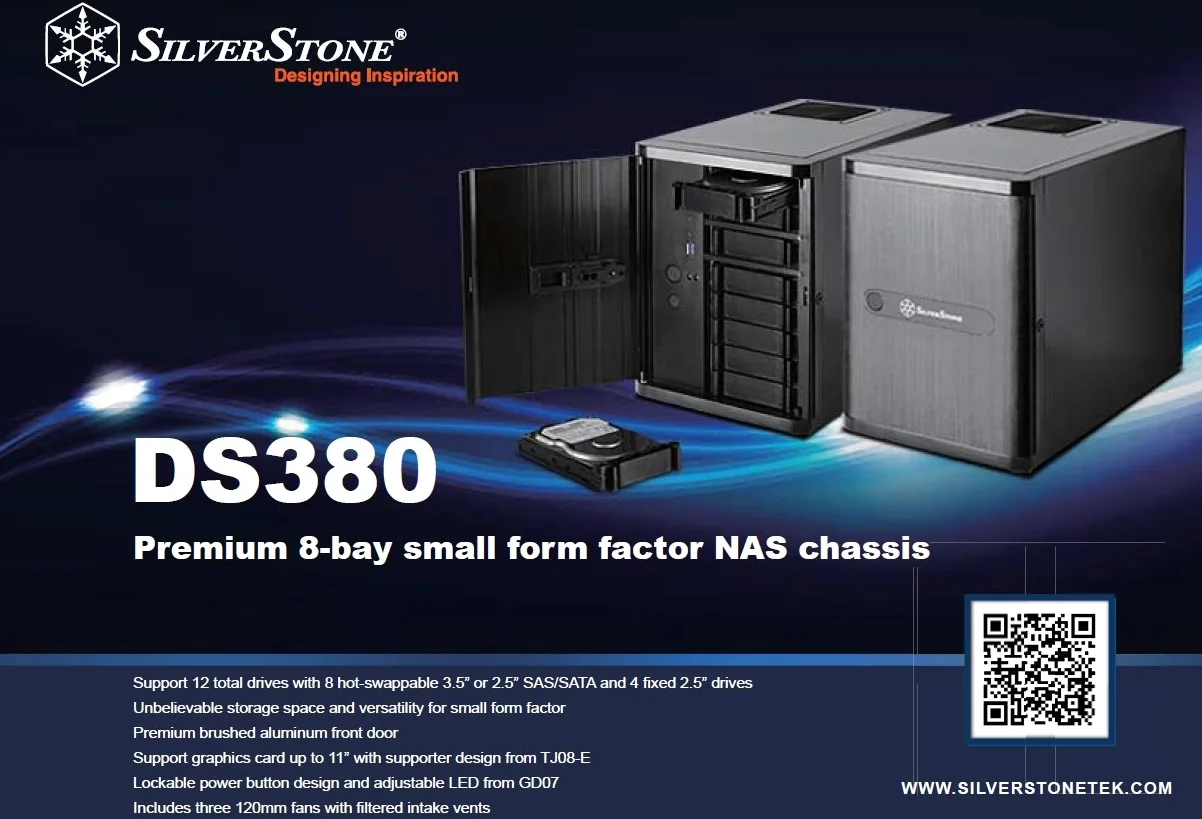 SilverStone SST-DS380 - Case Storage Mini-ITX con finestra, nero