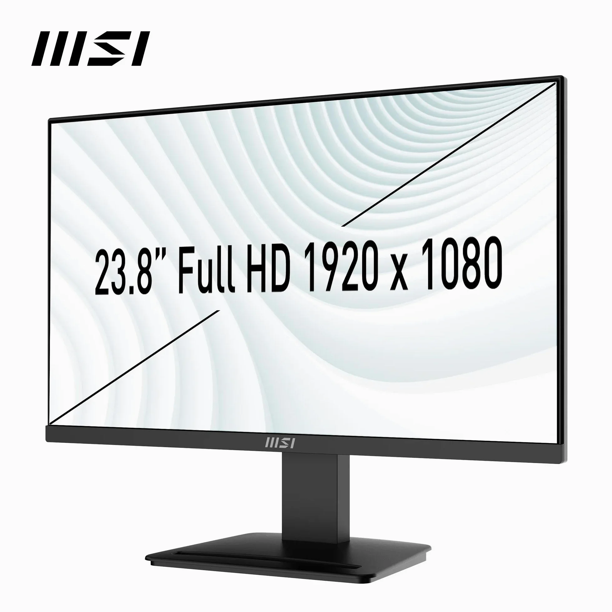 msi Pro MP2412 Monitor da 23,8", Full HD (1920 x 1080), 100 Hz, VA, 4 ms, FreeSync, HDMI, VGA, Anti-riflesso, Anti-Scintillio, meno luce blu, certificato TÜV, VESA, Kensington, Nero