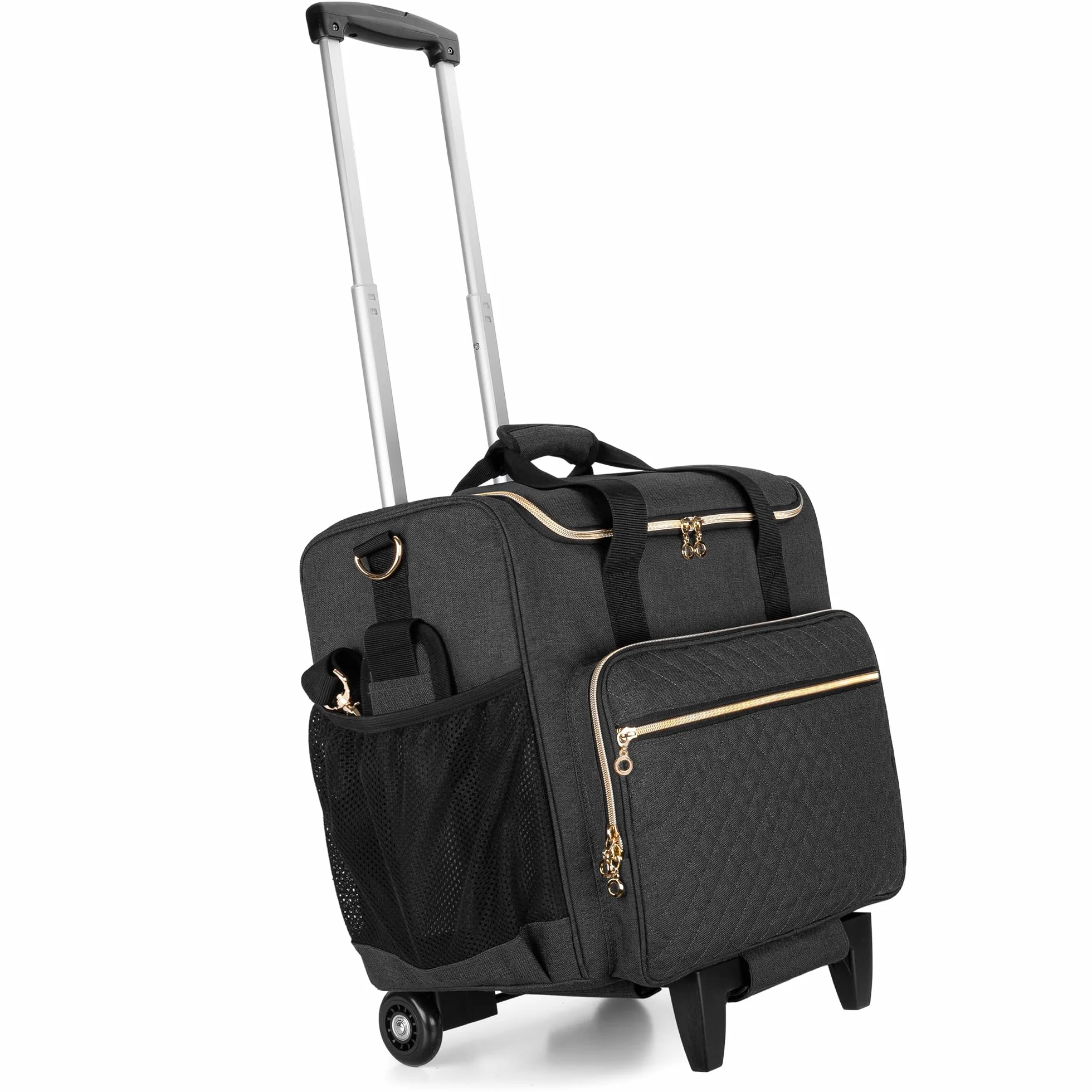 Luxja Borsa per Insegnante con Ruote, Borsa da Lavoro per Insegnanti con Trolley Staccabile (Solo Borsa), Nero