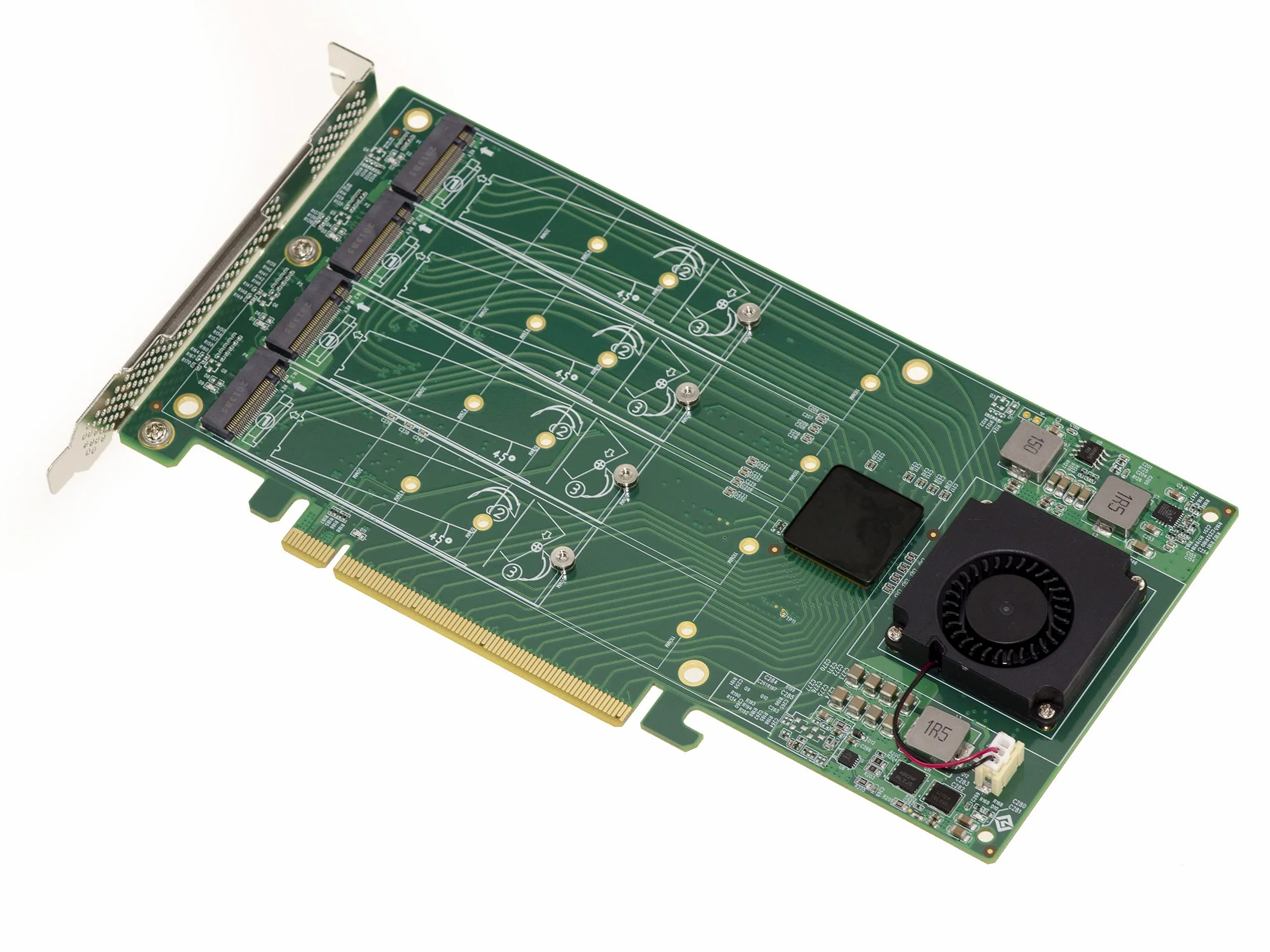 KALEA-INFORMATIQUE Scheda controller M2 PCIe x16 per 4 SSD M.2 NVMe M Key con chipset PLX PEX 8747-32GB per ogni SSD, 128G totali.