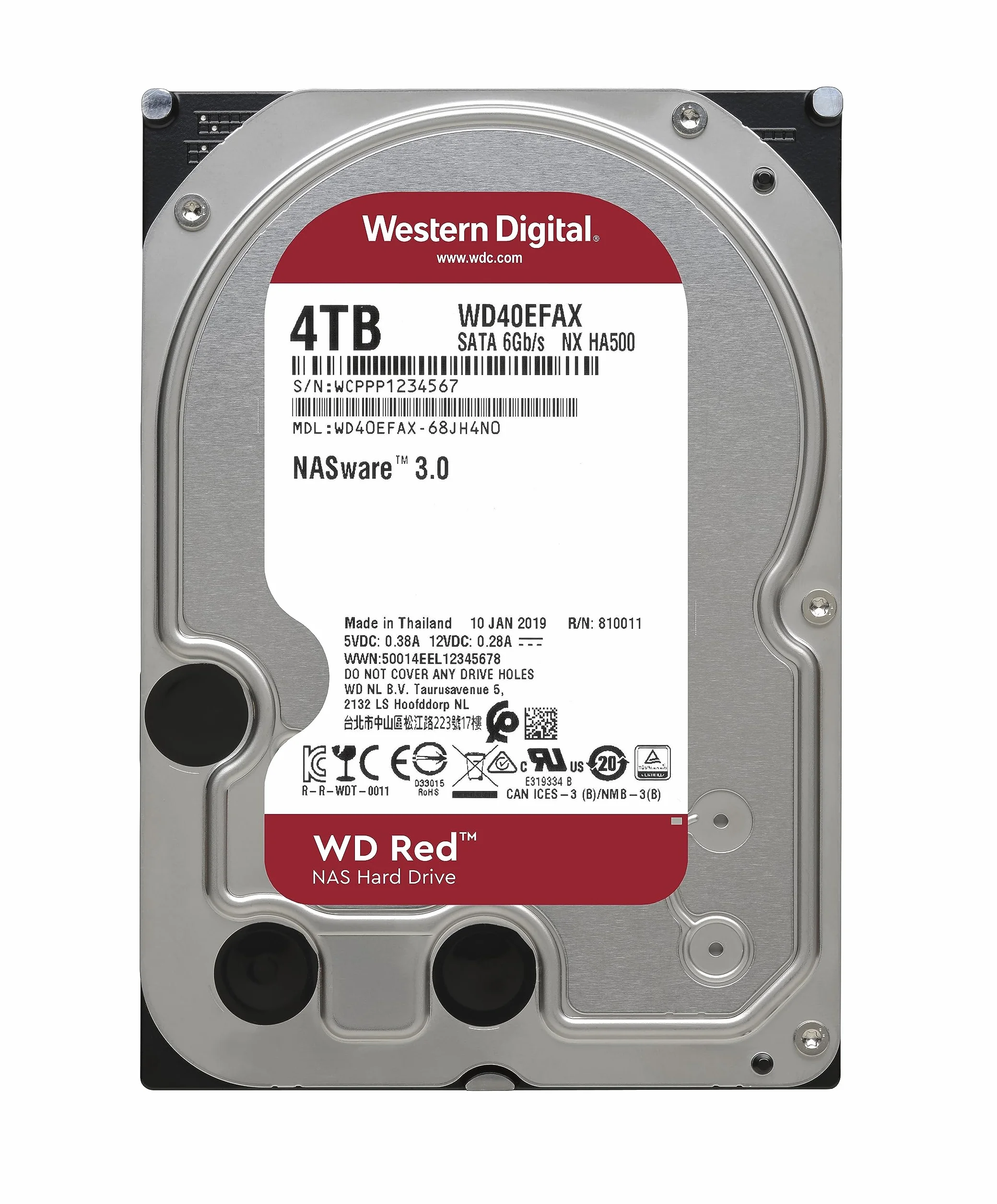 WD RED Unità Interna per NAS da 4 TB, 5400 Giri/Min, SATA 6 Gb/s, SMR, 256 MB di Cache, 3.5", Hard disk meccanico