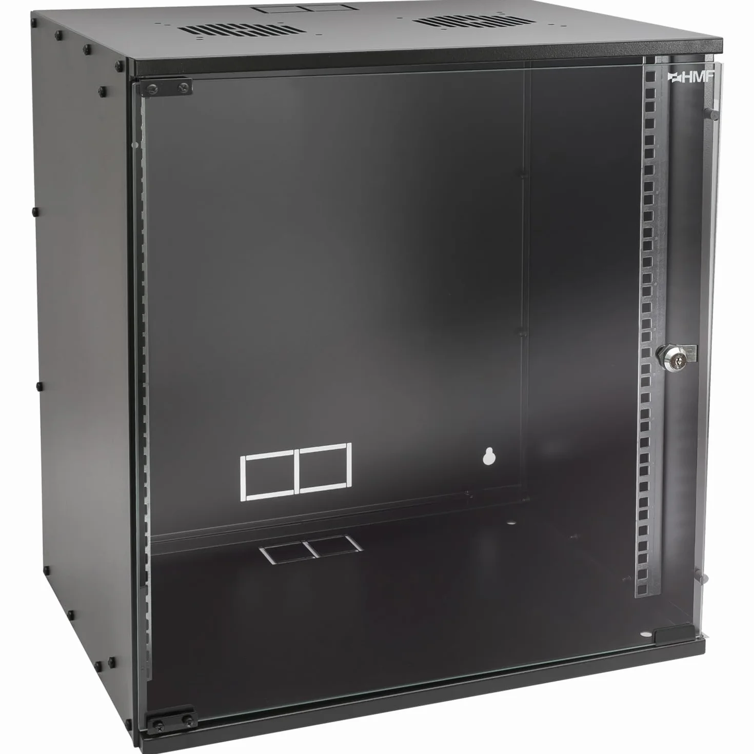 HMF 65712-02 Armadio rack 19 pollici, 12U, 400mm, porta in vetro, nero