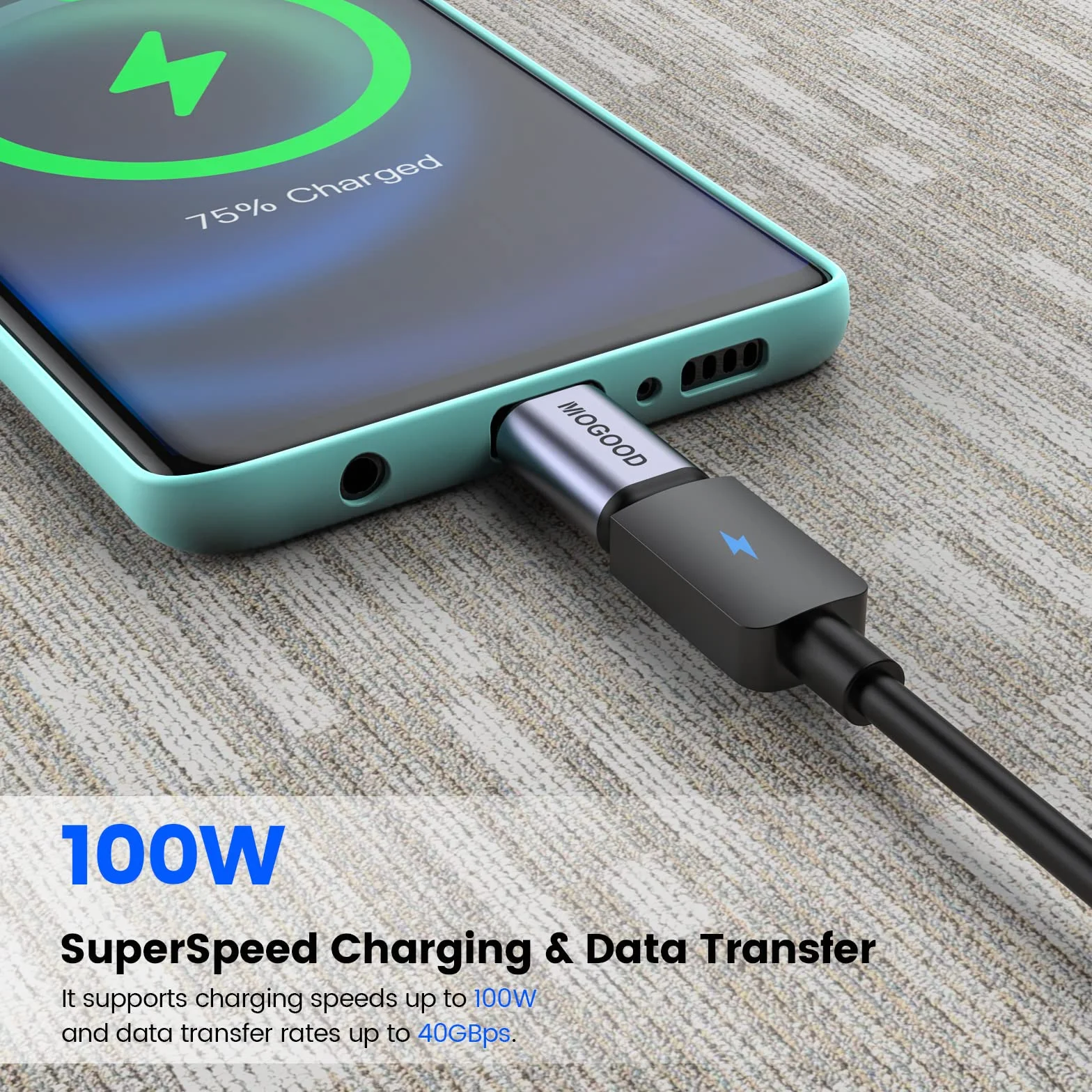 MOGOOD USB C Adattatore da maschio a femmina, supporto da 100W Fast Charging 40 Gbps Trasferimento di dati 8K@60Hz Video output per USB4,Thunderbolt 4/3,laptop,vapore Dock,switch,tablet, telefono