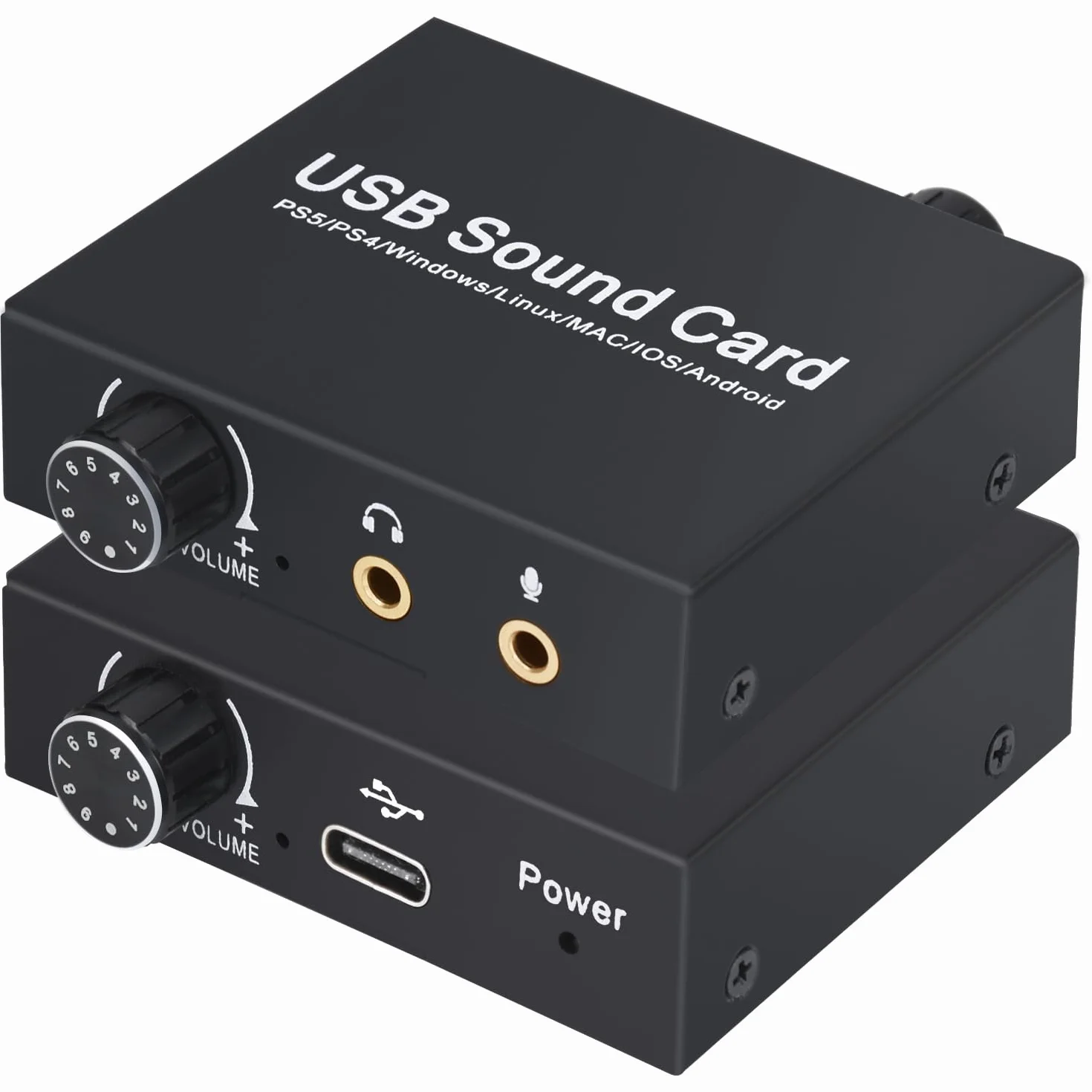 Scheda Audio USB, Tendak Scheda Audio Stereo Esterna Adattatore Audio USB con Porta per Cuffie e Microfono da 3,5mm, Controllo Volume, Regolazione Bassi per PC Laptop Desktop PS5, Windows, Mac, Linux