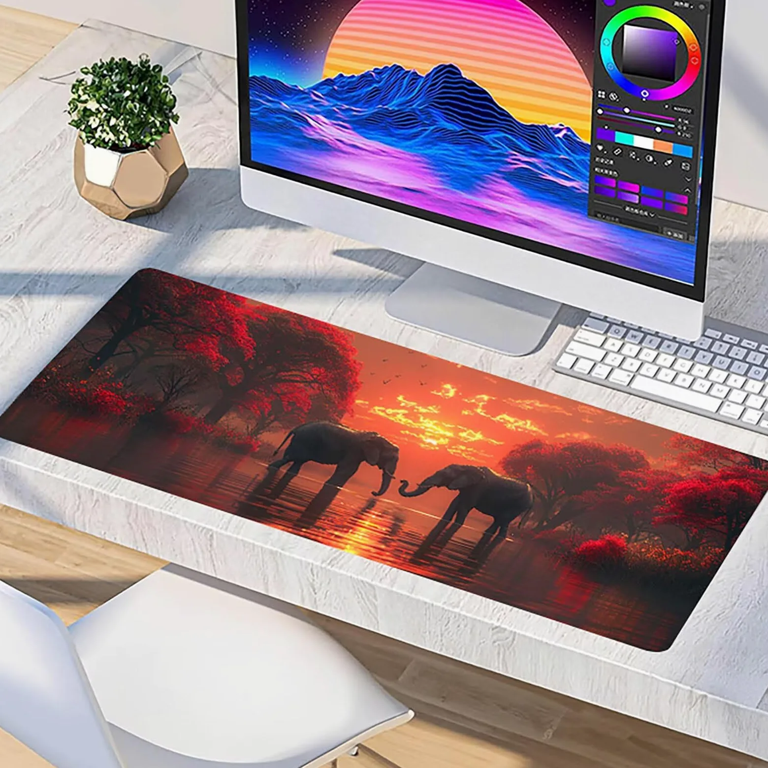 Tappetino Mouse Elefante, Tappetino Mouse XXL 1500 x 800 mm, Gaming Mouse Pad con Base in Gomma Antiscivolo, Mousepad Migliorare la Velocità e la Precisione, Ufficio Accessori Gaming, Rosso 7-8922