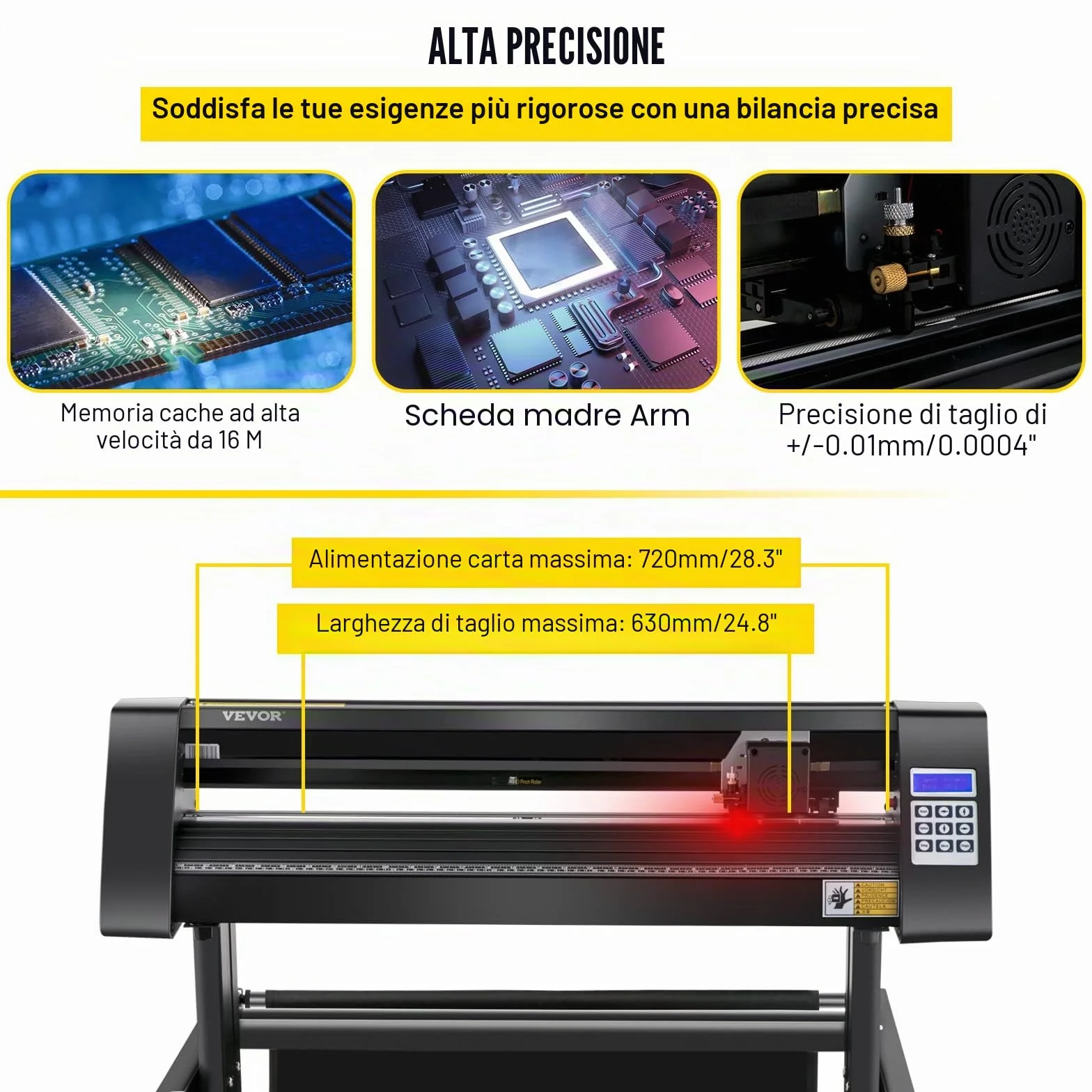VEVOR Plotter da Taglio Vinile Semiautomatica, KH-720A 720mm Potenza 95W Taglierina per Plotter Vinile Signmaster con Luce Guida a LED per Adesivi per Auto, Segnali Stradali, Palloncini, Caschi, ecc.