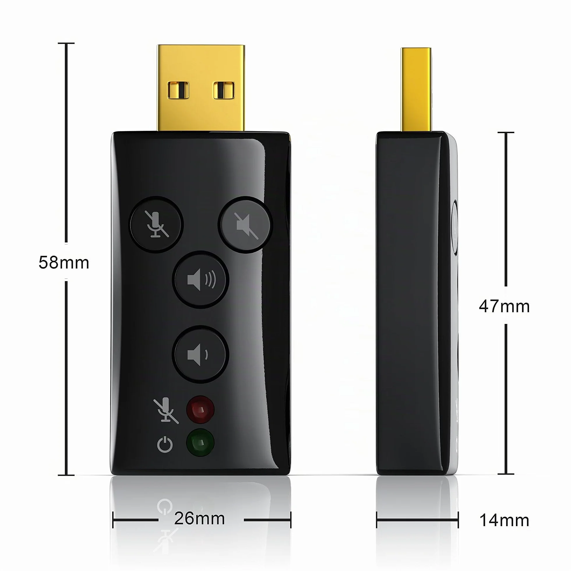 CSL - Scheda Audio USB Esterna Windows Mac Linux- 1x Ingresso Microfono 1x Uscita Cuffie - Dynamic 3D Surround Sound 7.1-4 Tasti Funzione Mic mute, Audio OFf, Volume - LED