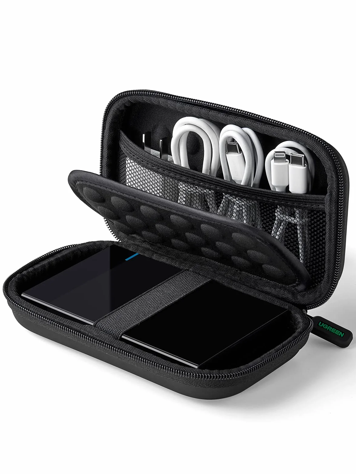 UGREEN Custodia Rigida Per Hard Disk Esterno 2.5'' Impermeabile, Borsa Protettiva Antiurto per Accessori Elettronici, Compatibile con SSD HDD, Cavi, Schede SD, Chiavetta USB, Power Bank