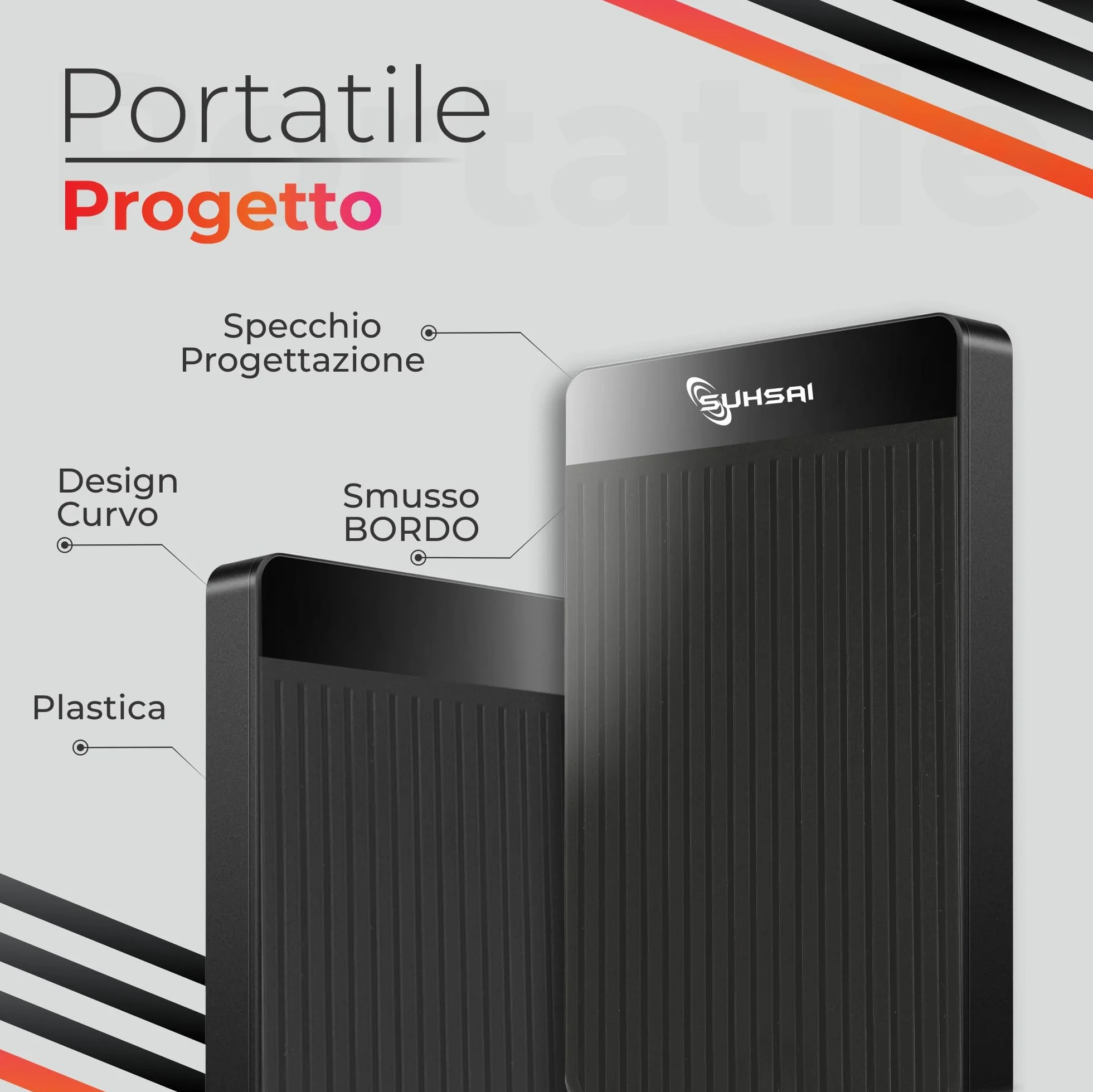 SUHSAI Disco Rigido Esterno Portatile USB 3.1, Backup/Archiviazione di Disco Rigido da 2,5", Disco Rigido Sottile HDD da 500 GB Compatibile con MacBook, PC, Laptop, Desktop, Chromebook (Nero)