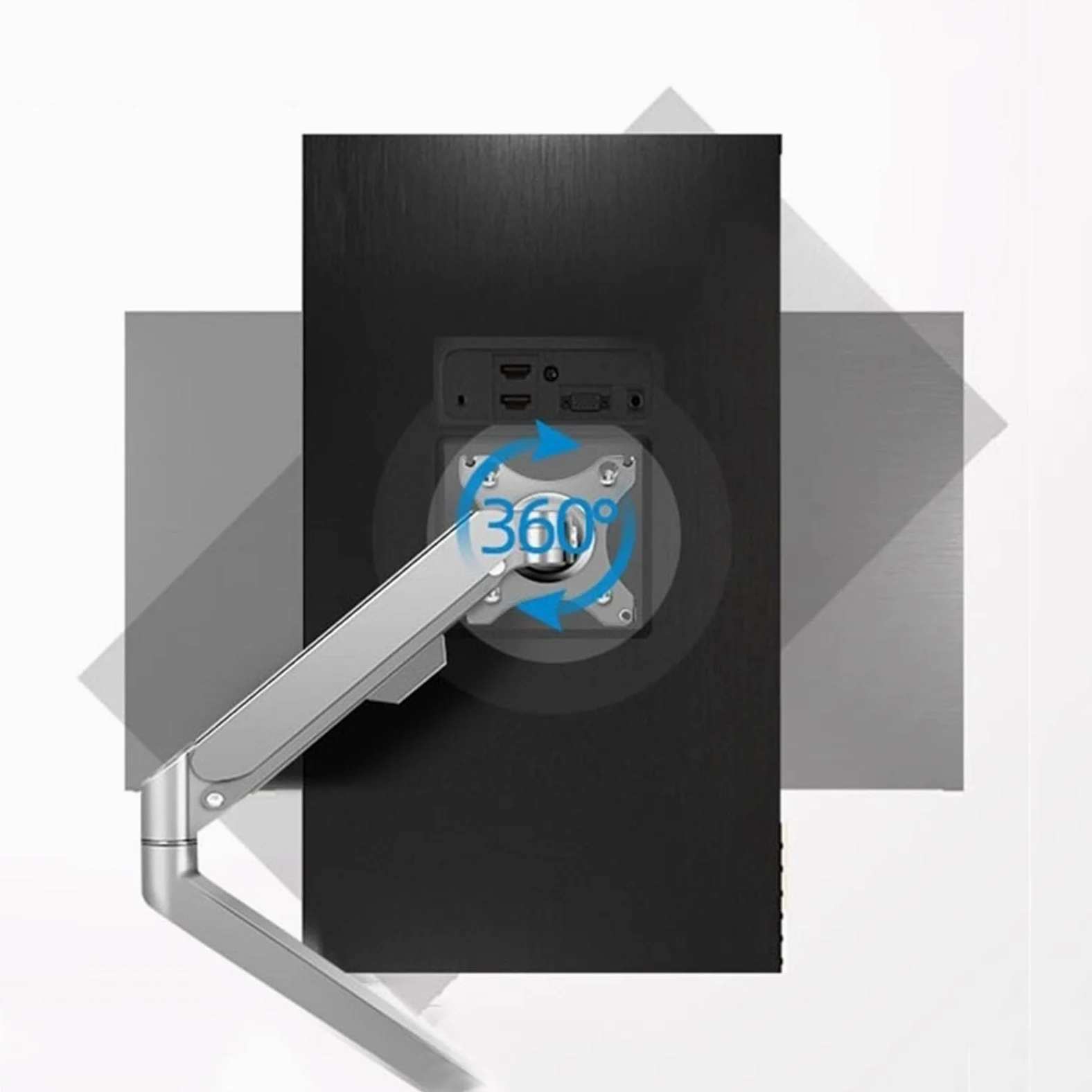 Braccio for monitor singolo adatto a schermi da 17-30" entro 19,8 libbre, supporto da scrivania for monitor con molla a gas regolabile con morsetto a C e base passacavo, VESA massimo 100x100 mm(Silver