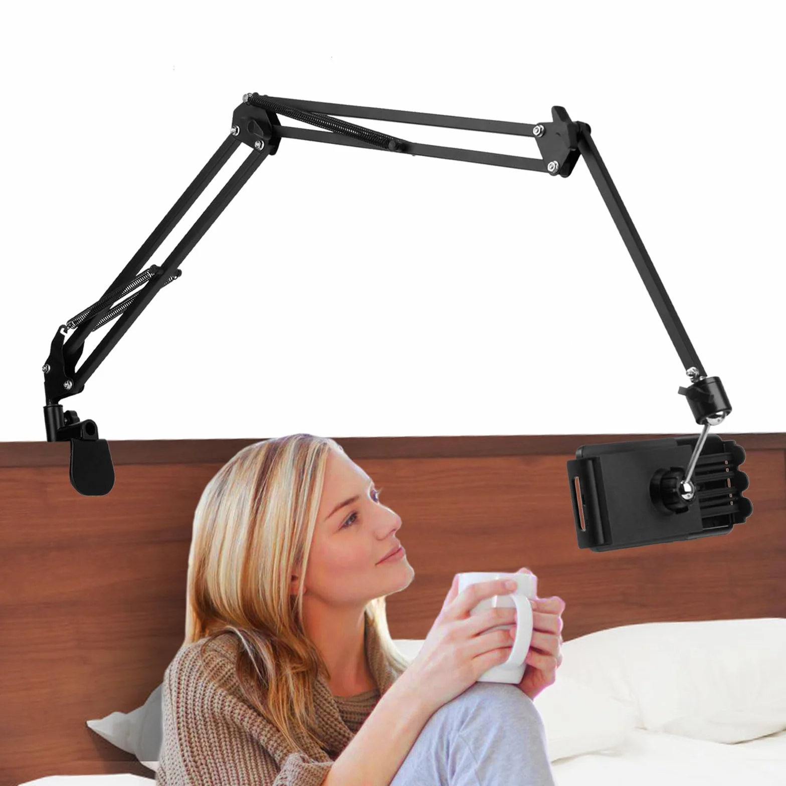 Supporto per Tablet da Letto in Alluminio, Rotazione 360°, Regolabile per iPad Mini 4,7-7 Pollici