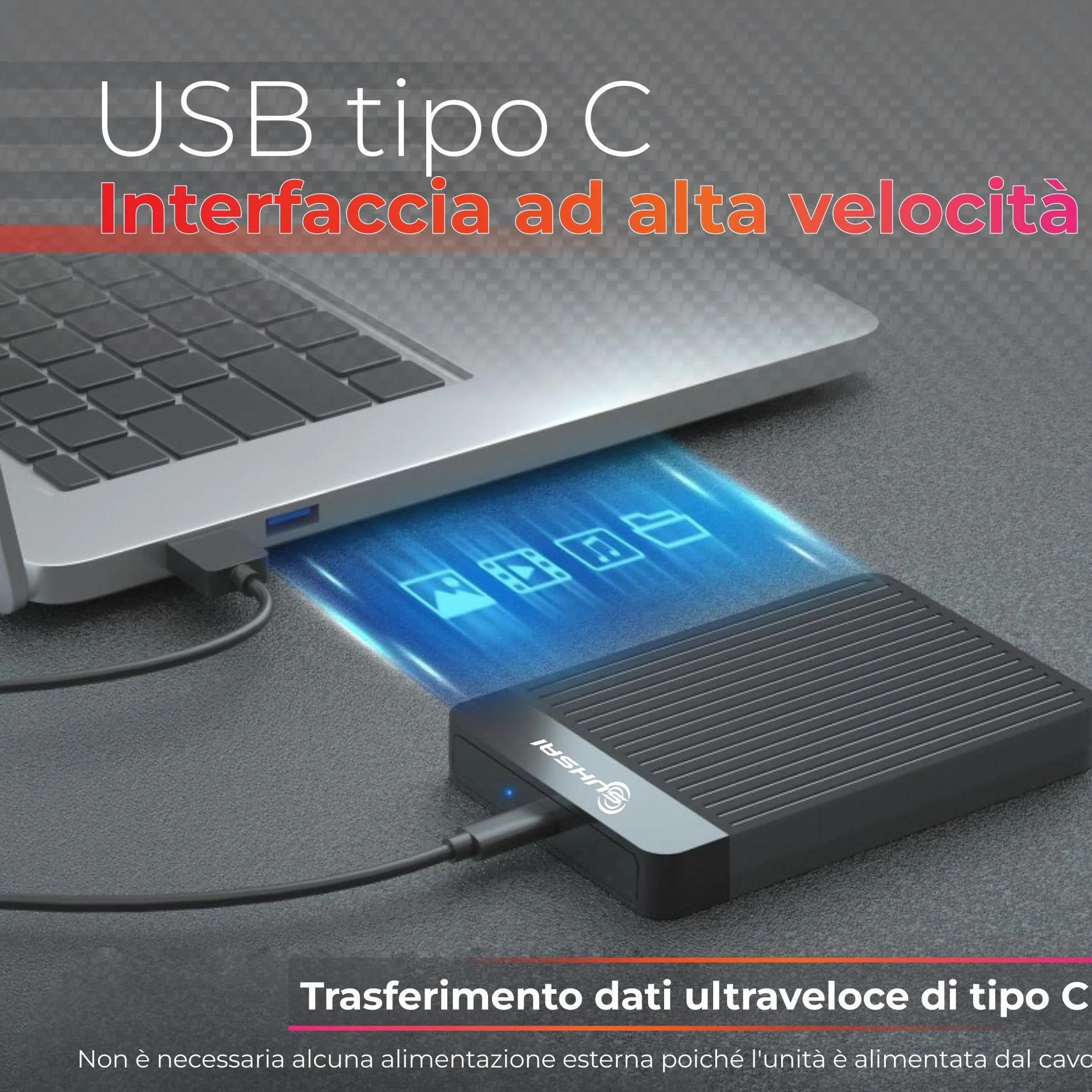 SUHSAI Disco Rigido Esterno Portatile USB 3.1, Backup/Archiviazione di Disco Rigido da 2,5", Disco Rigido Sottile HDD da 500 GB Compatibile con MacBook, PC, Laptop, Desktop, Chromebook (Nero)
